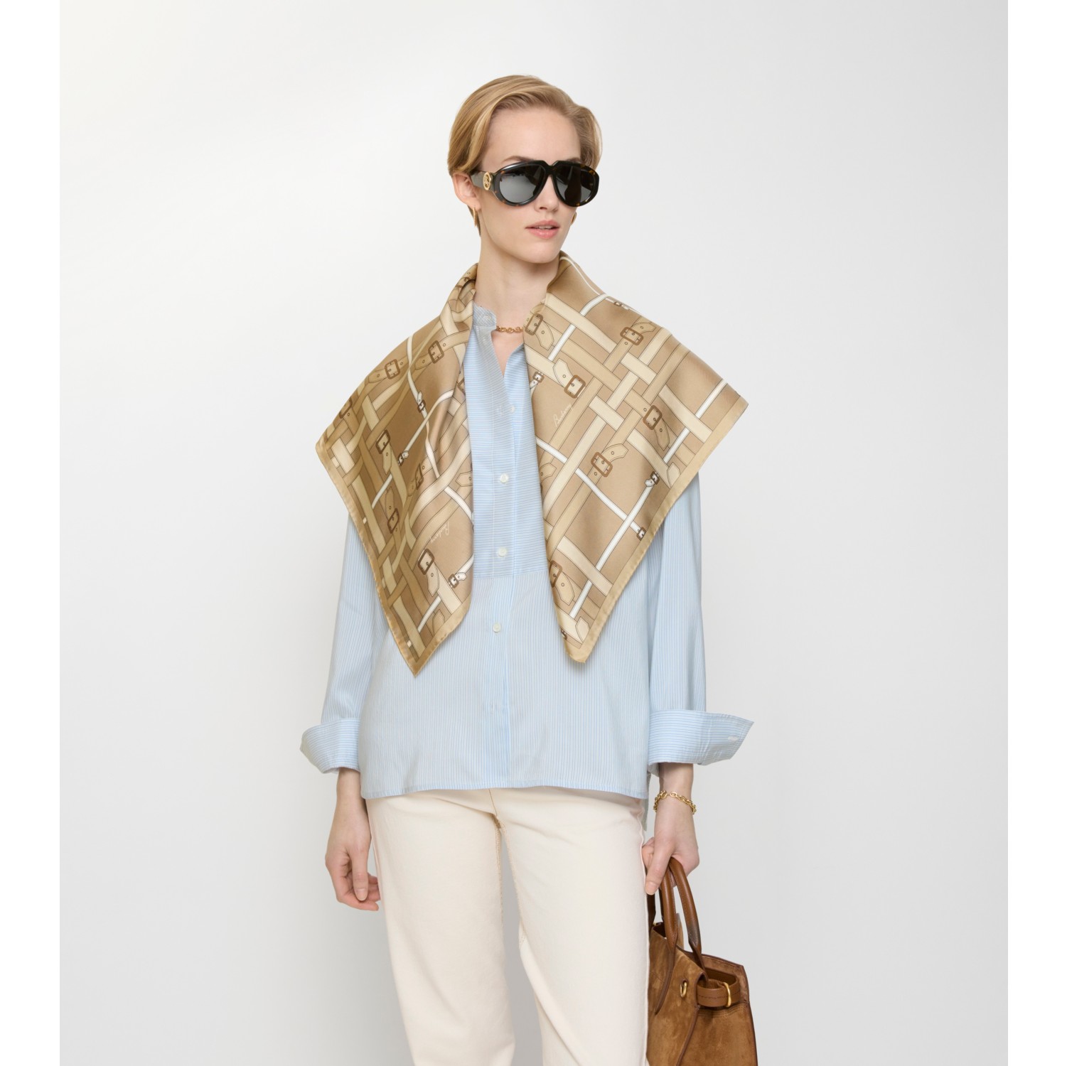 Belt Check Silk Scarf