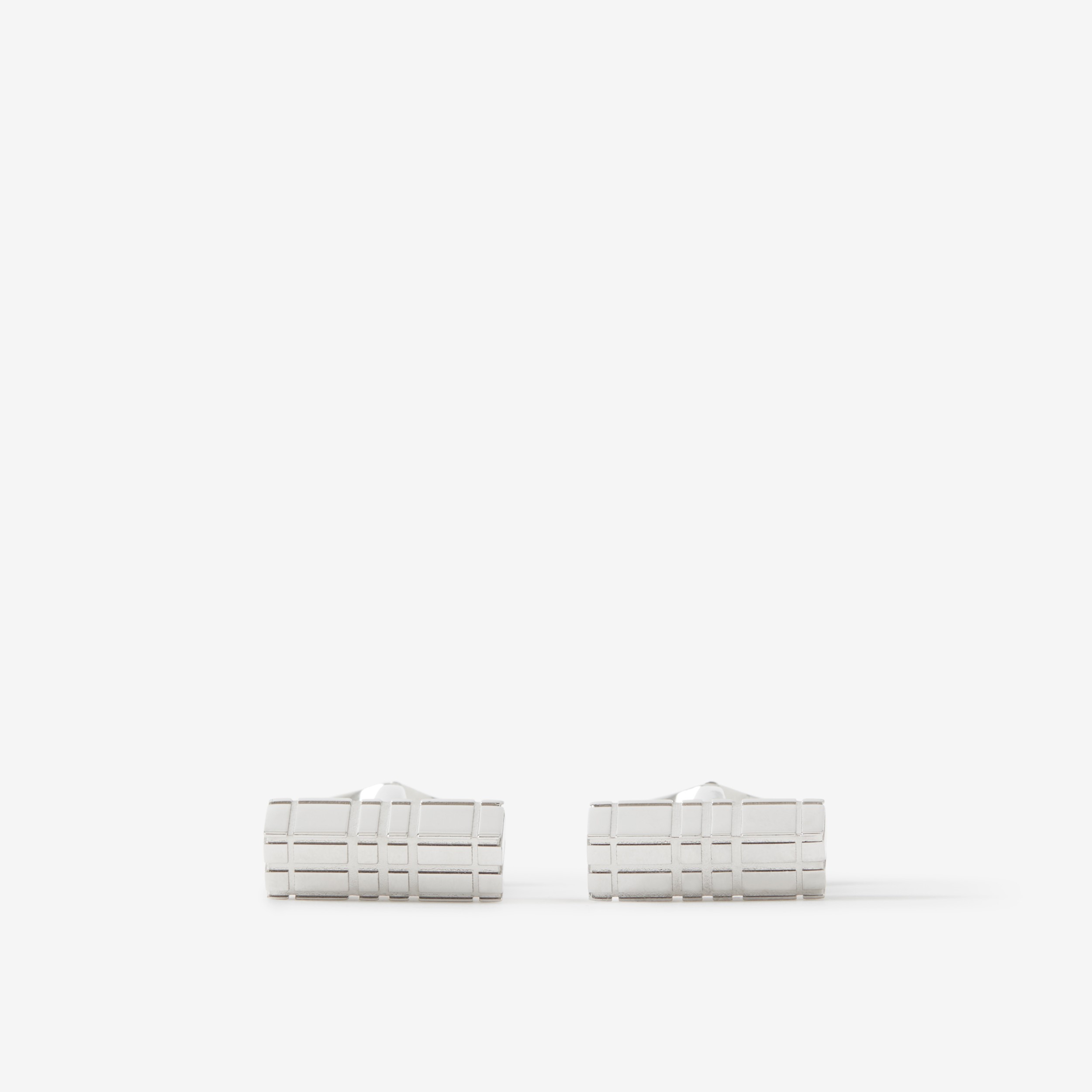 Check Engraved Palladium-plated Cufflinks - Men | Burberry® Official - 1