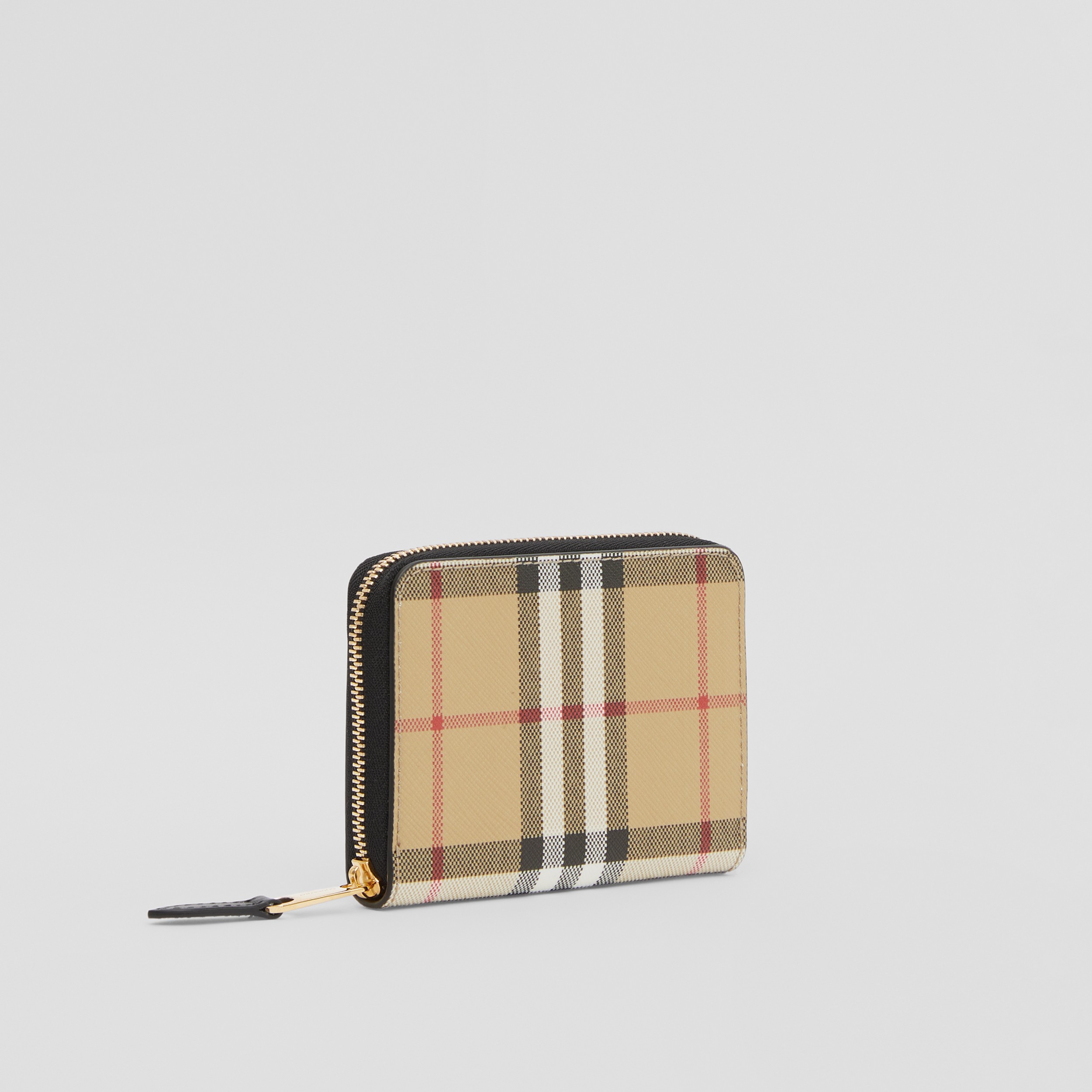 Brieftasche aus Vintage Check-Gewebe und Leder mit Reißverschluss (Vintage-beige/schwarz) - Damen | Burberry® - 4