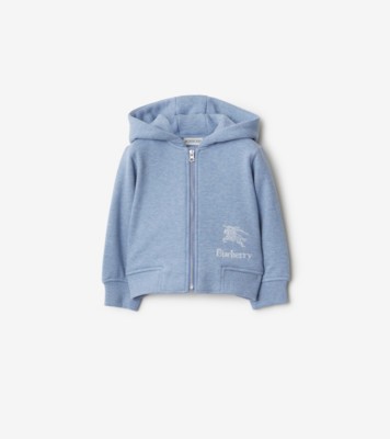 Cotton Zip Hoodie in Light blue melange Children Burberry Official