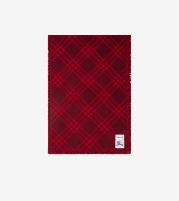 Burberrys ノバチェック・くまファミリー柄☆シルク100%スカーフ ワイド チェック ウールシルクスカーフ (オックスブラッド／ピラー