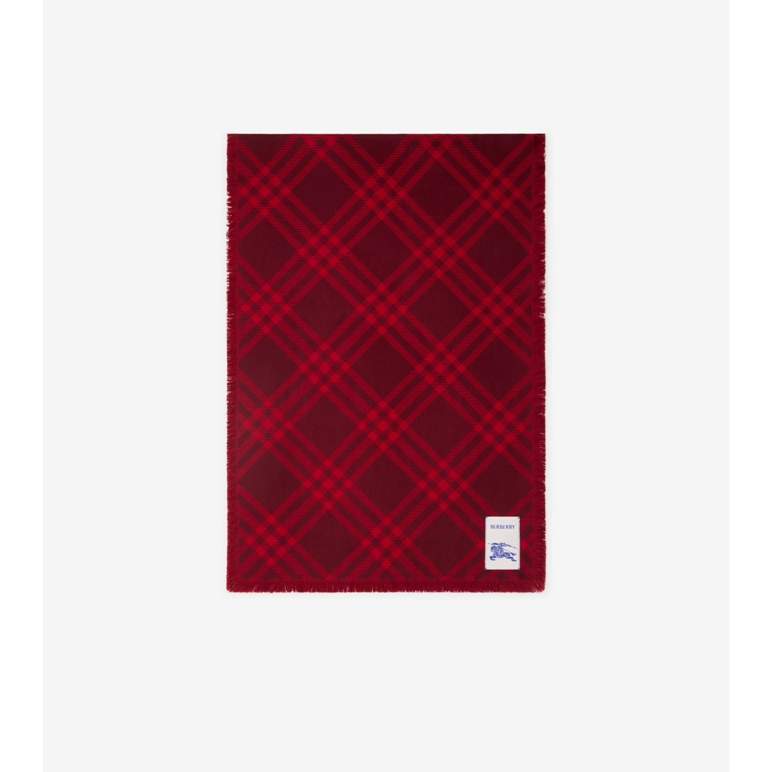 Wide Check Wool Silk Scarf