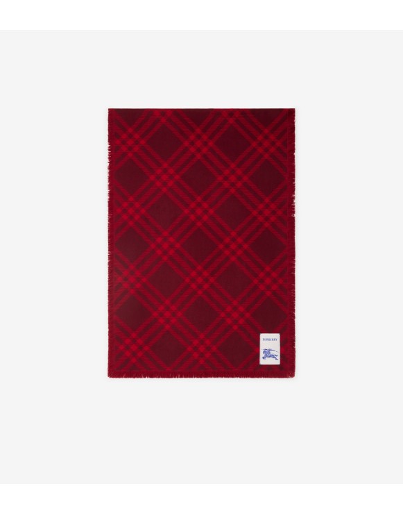 Wide Check Wool Silk Scarf