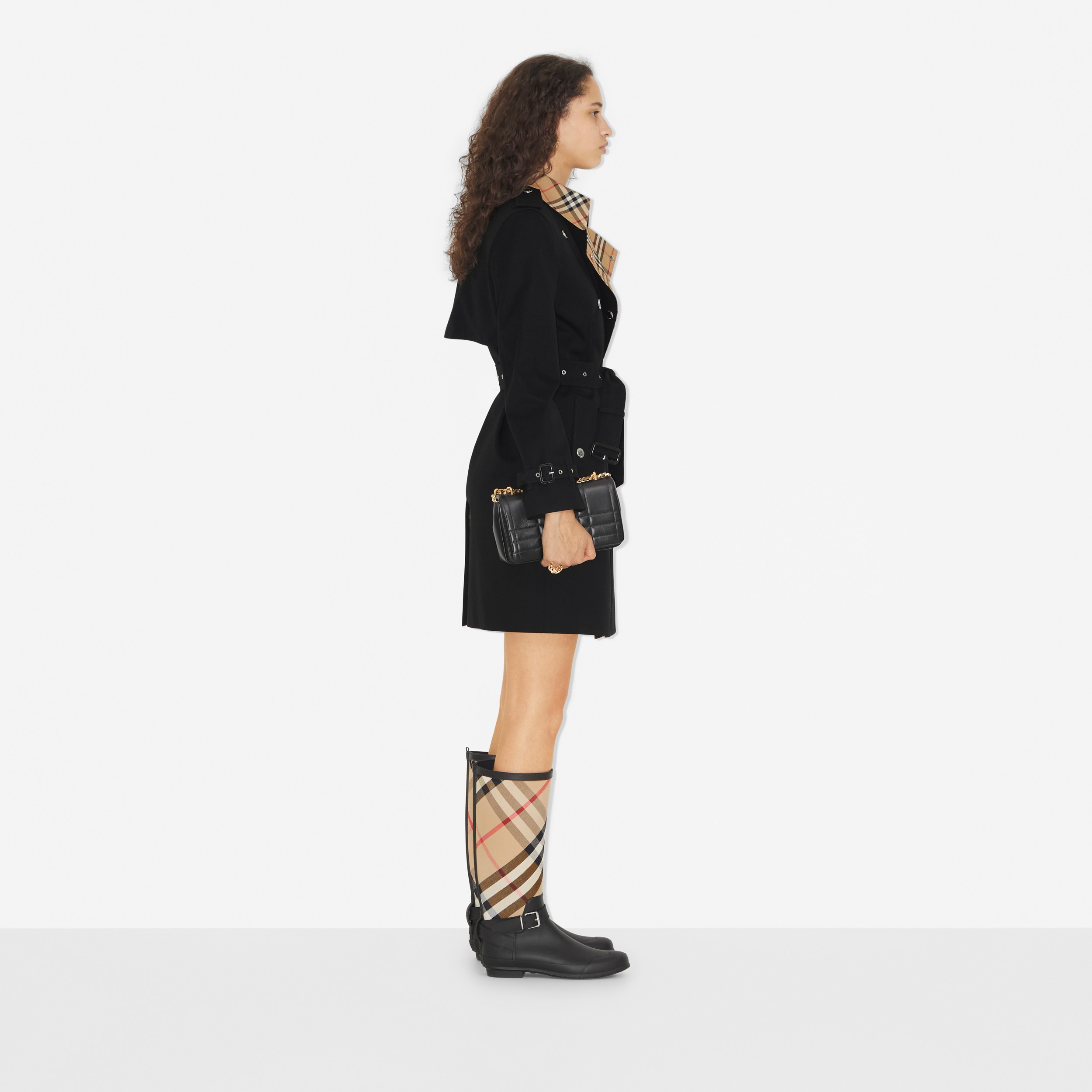 Trench coat en algodón con detalle Check (Negro) - Mujer | Burberry® oficial - 3