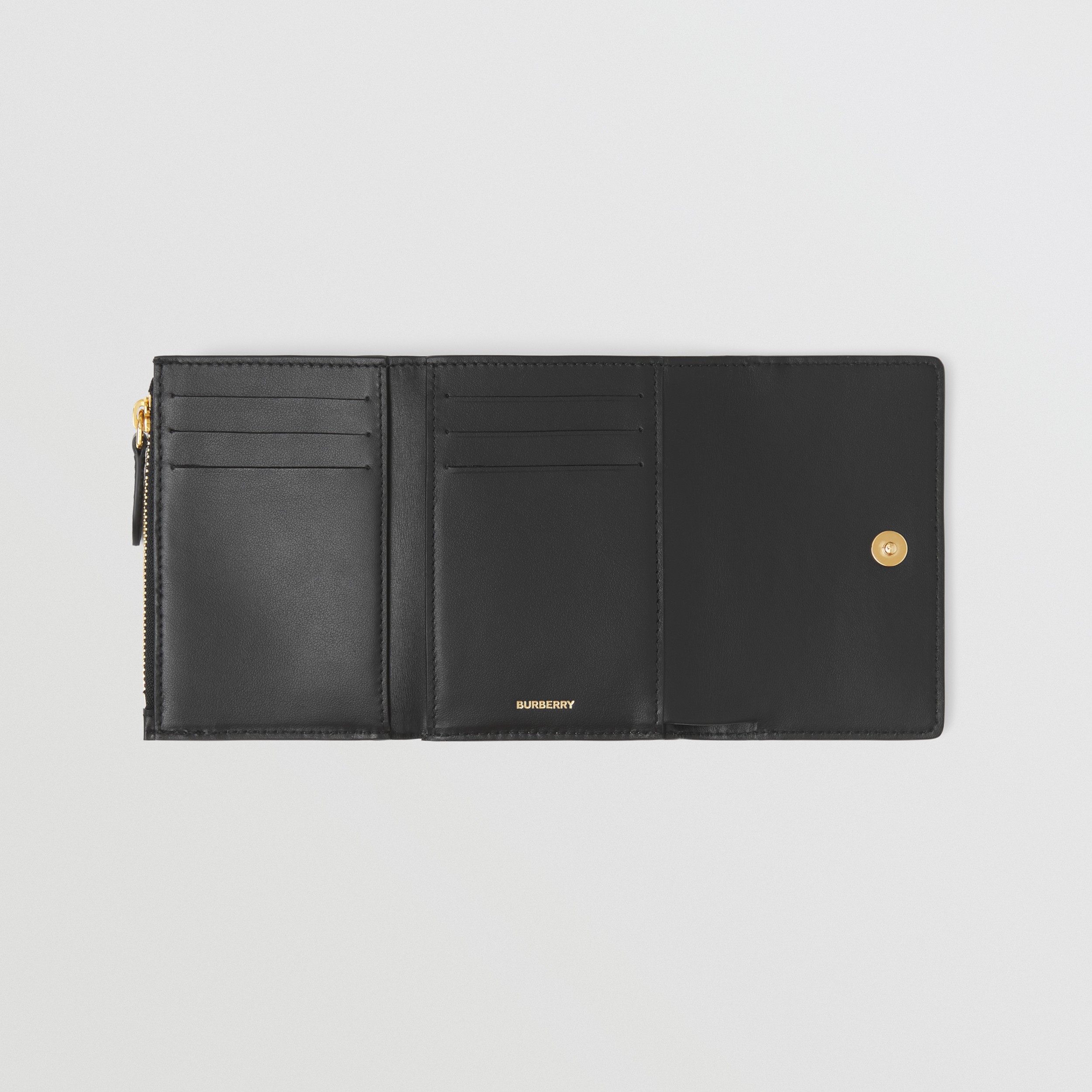 Складной бумажник из кожи и ткани e-canvas, компактный размер (Черный) - Для женщин | Официальный сайт Burberry® - 3