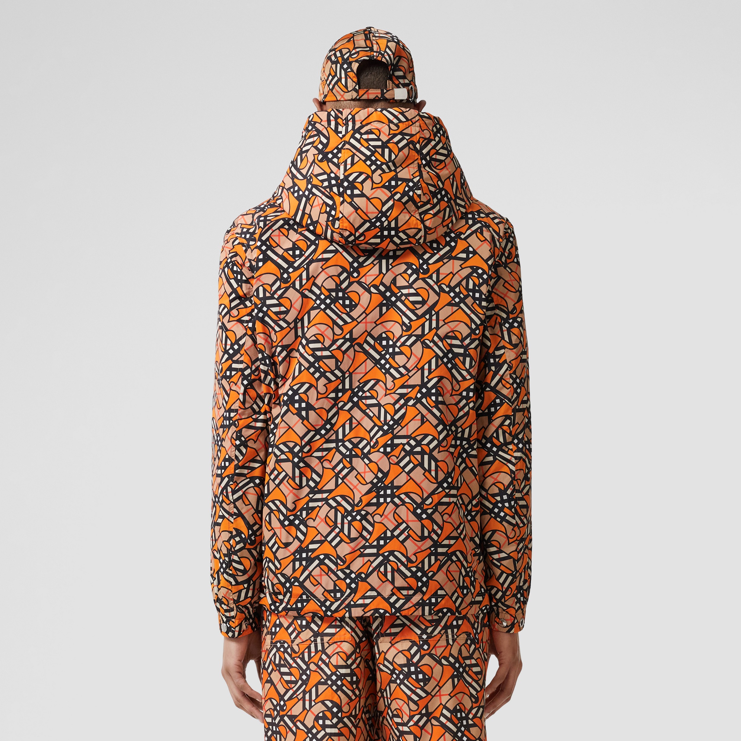 Monogram Print Nylon Hooded Jacket in Bright Orange - Men | Burberry® Official - 3