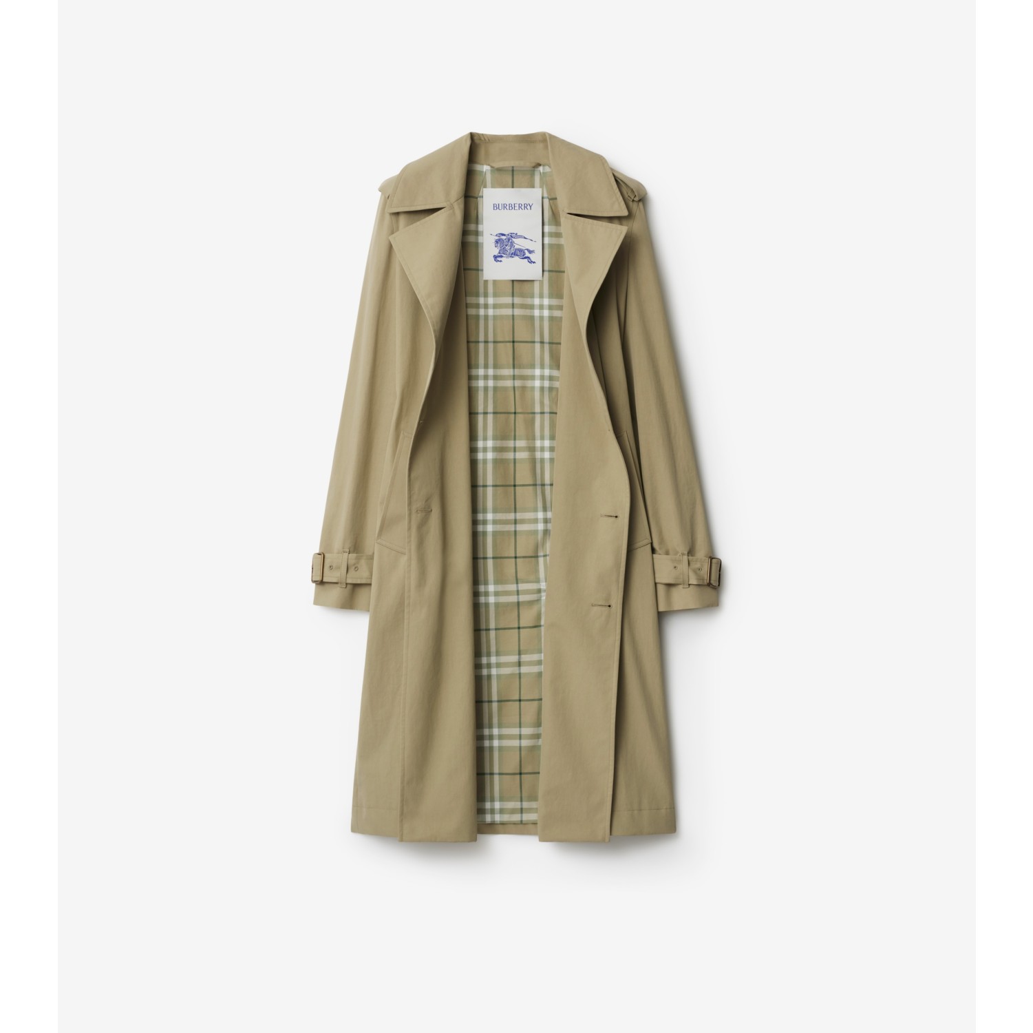 Trench coat longo de gabardine