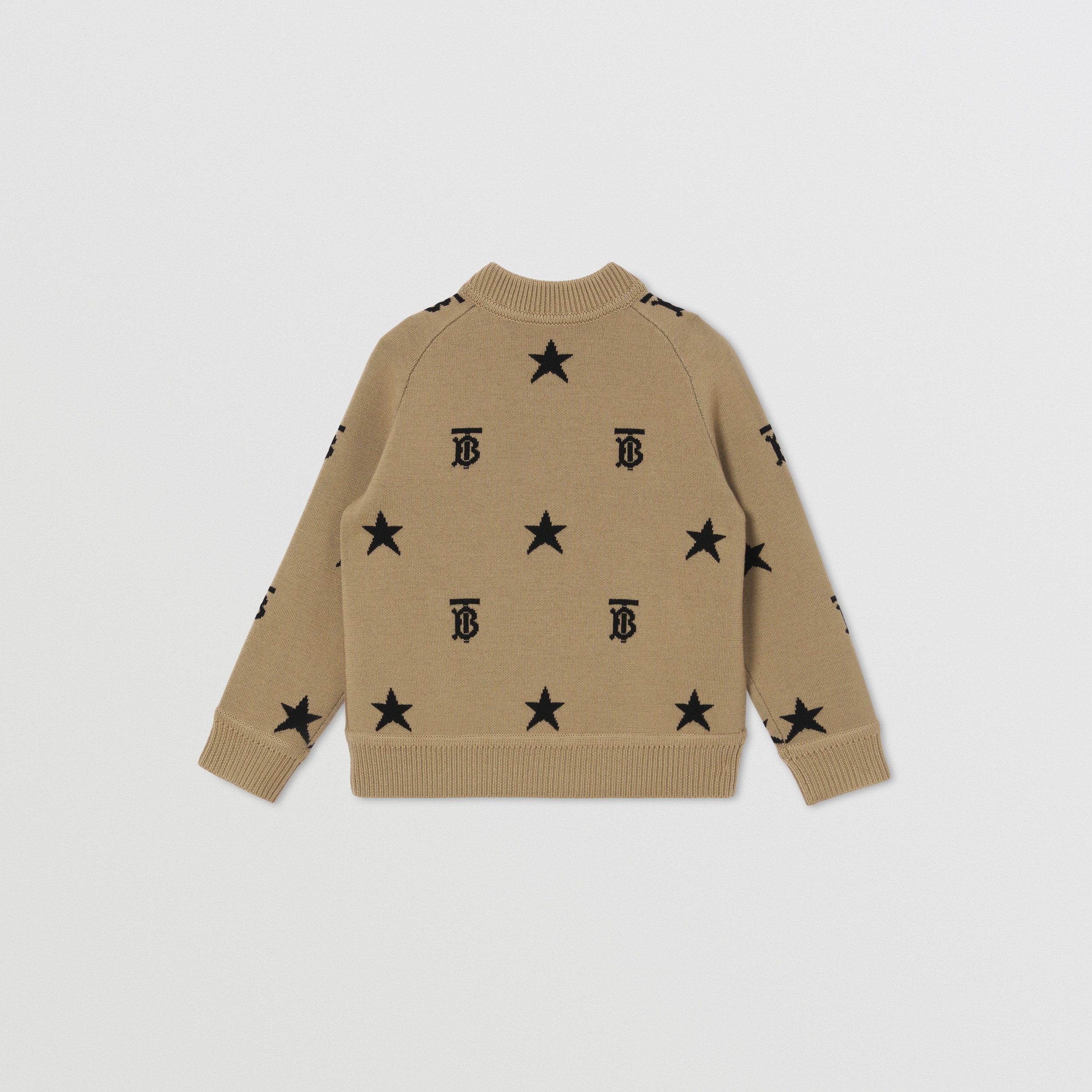 Star and Monogram Motif Wool Blend Cardigan in Archive Beige | Burberry® Official - 4