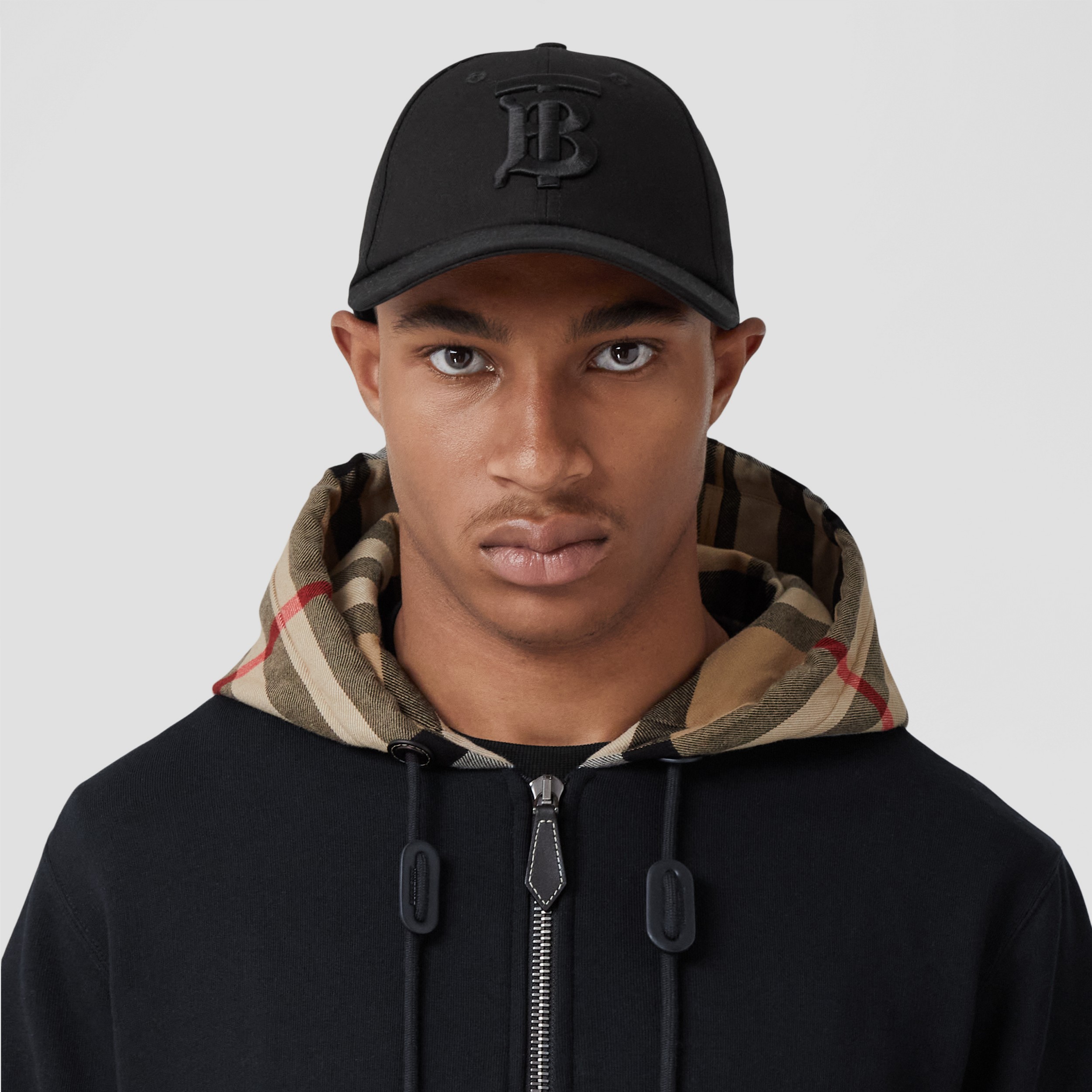 airplane Bad luck Typically Check Hood Cotton Hooded Top in Black/archive Beige - Men | Burberry®  Official