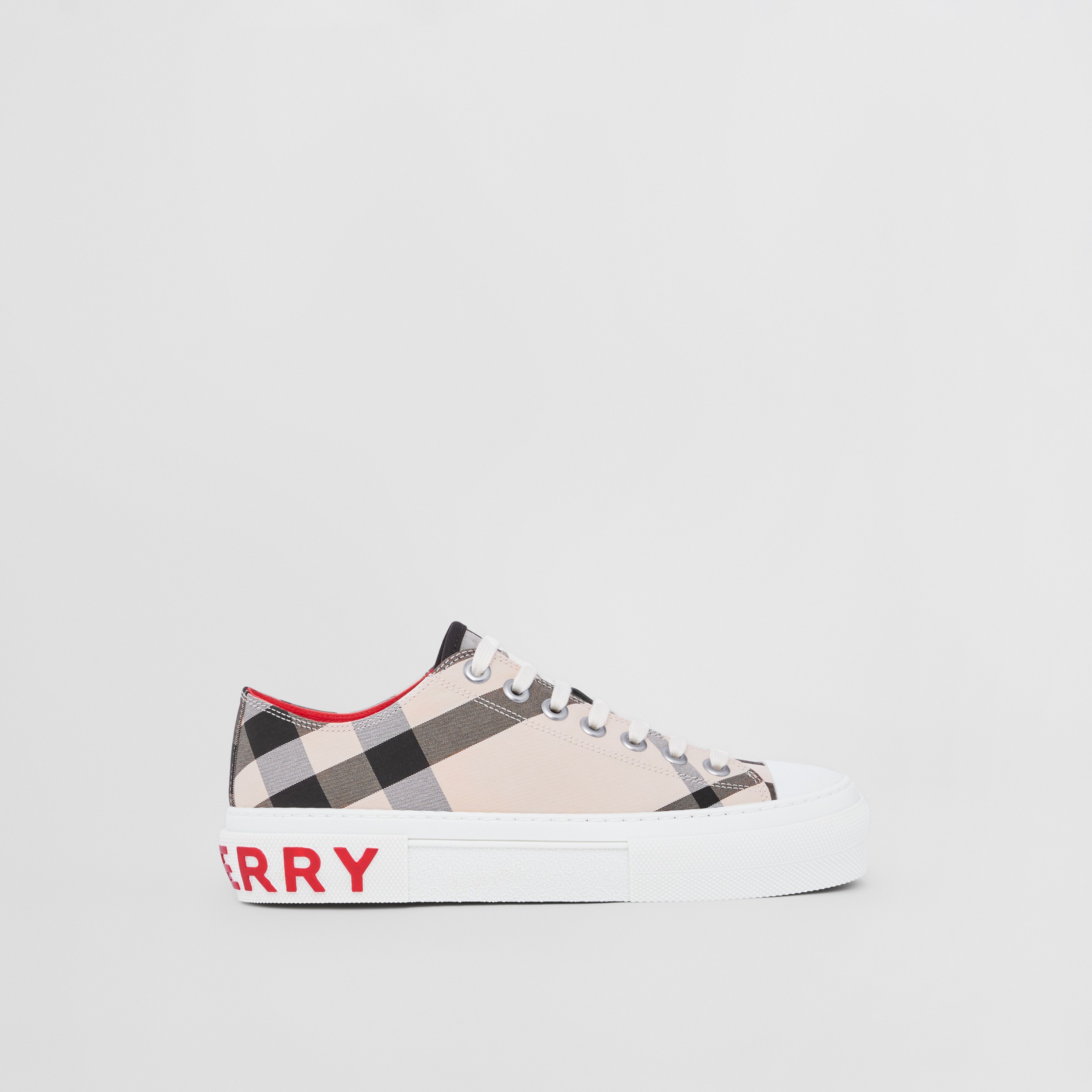 Check Cotton Sneakers in Buttermilk - Women | Burberry® Official - 1