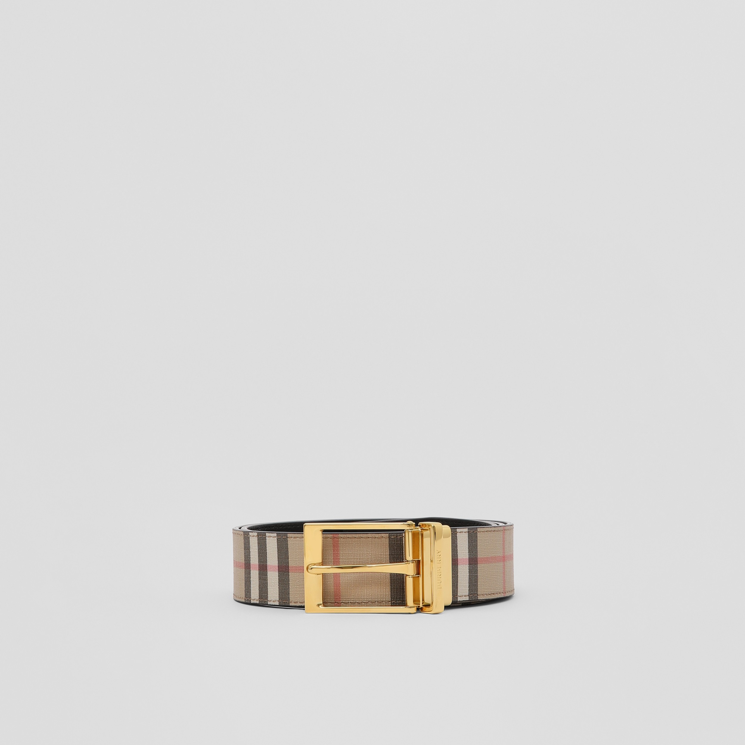 Reversible Vintage Check and Leather Belt in Archive Beige/gold - Men | Burberry® Official - 4
