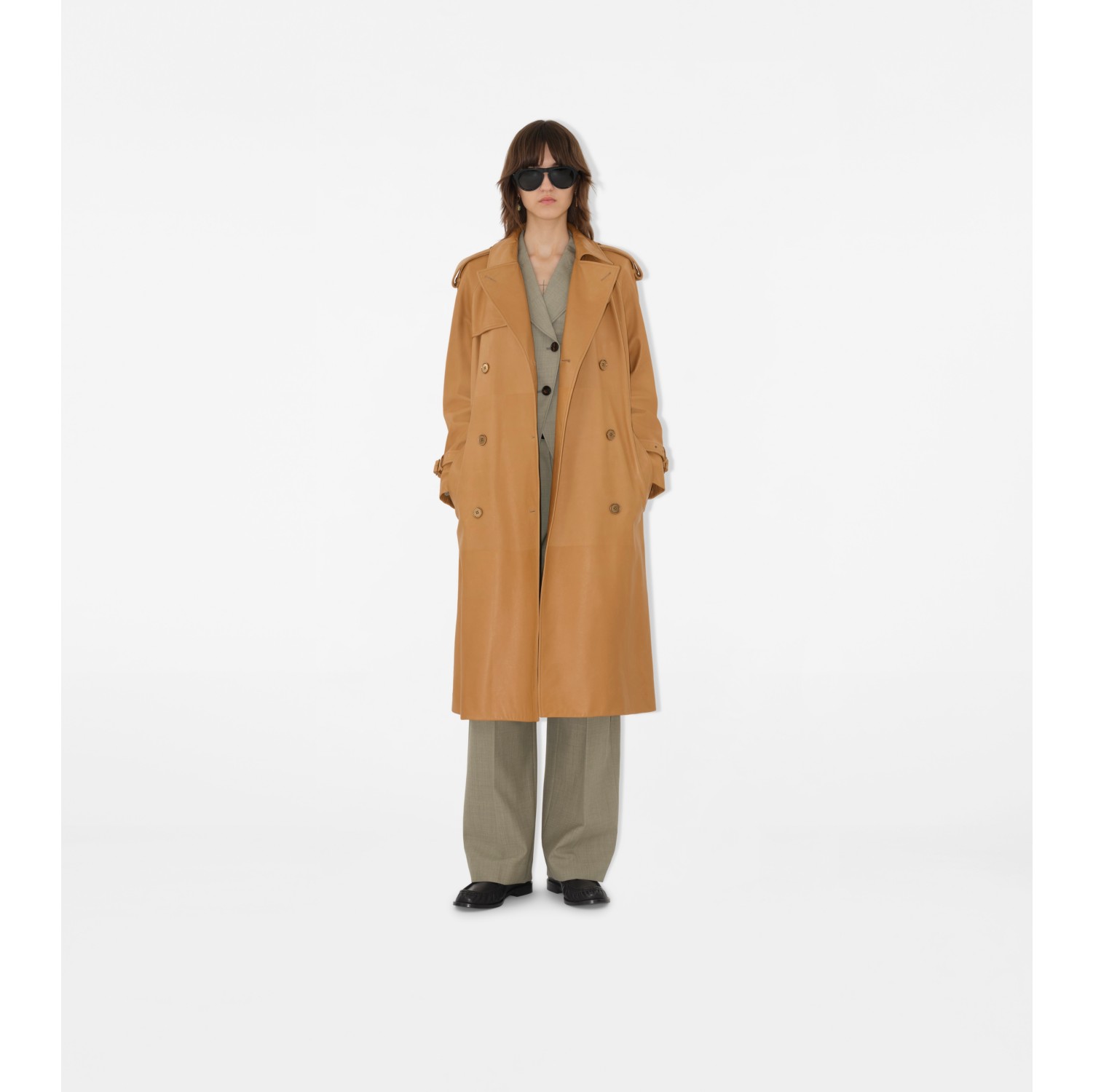 Trench long Castleford en cuir