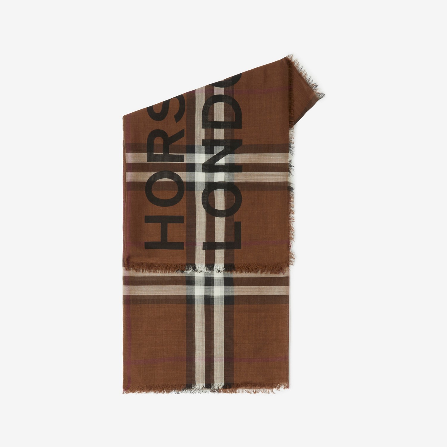 Foulard grande in lana e seta con collage di stampe (Marrone Betulla Scuro) | Sito ufficiale Burberry®