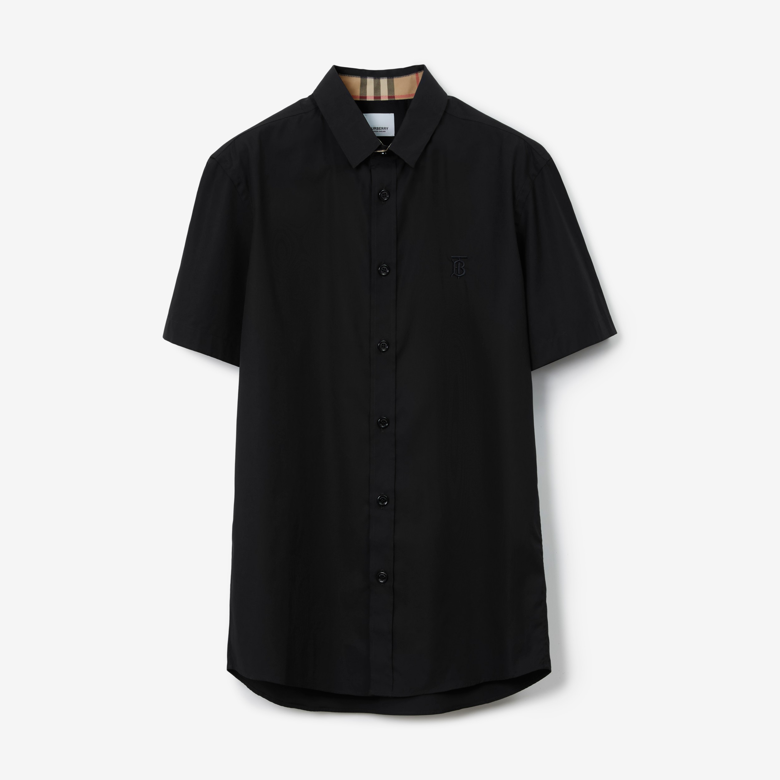 Short-sleeve Monogram Motif Stretch Cotton Shirt in - Men | Official