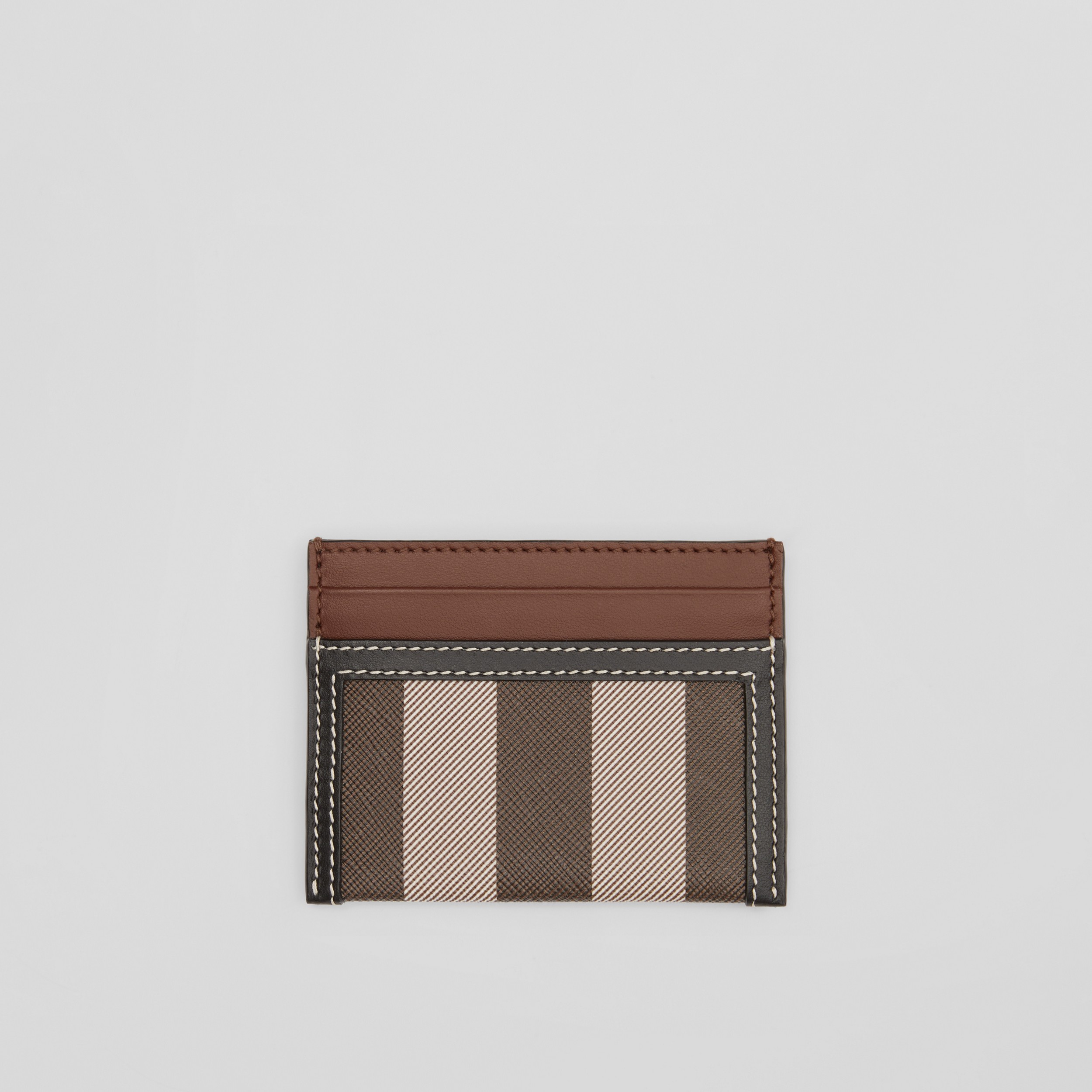 Porte-carte en cuir bicolore et Check (Bouleau Brun Sombre) - Femme | Site officiel Burberry® - 1