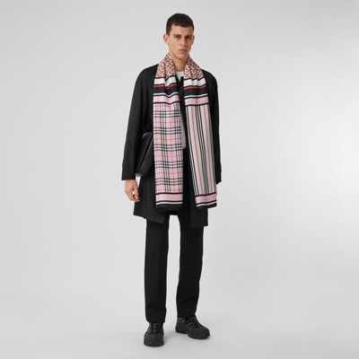 burberry check print silk scarf