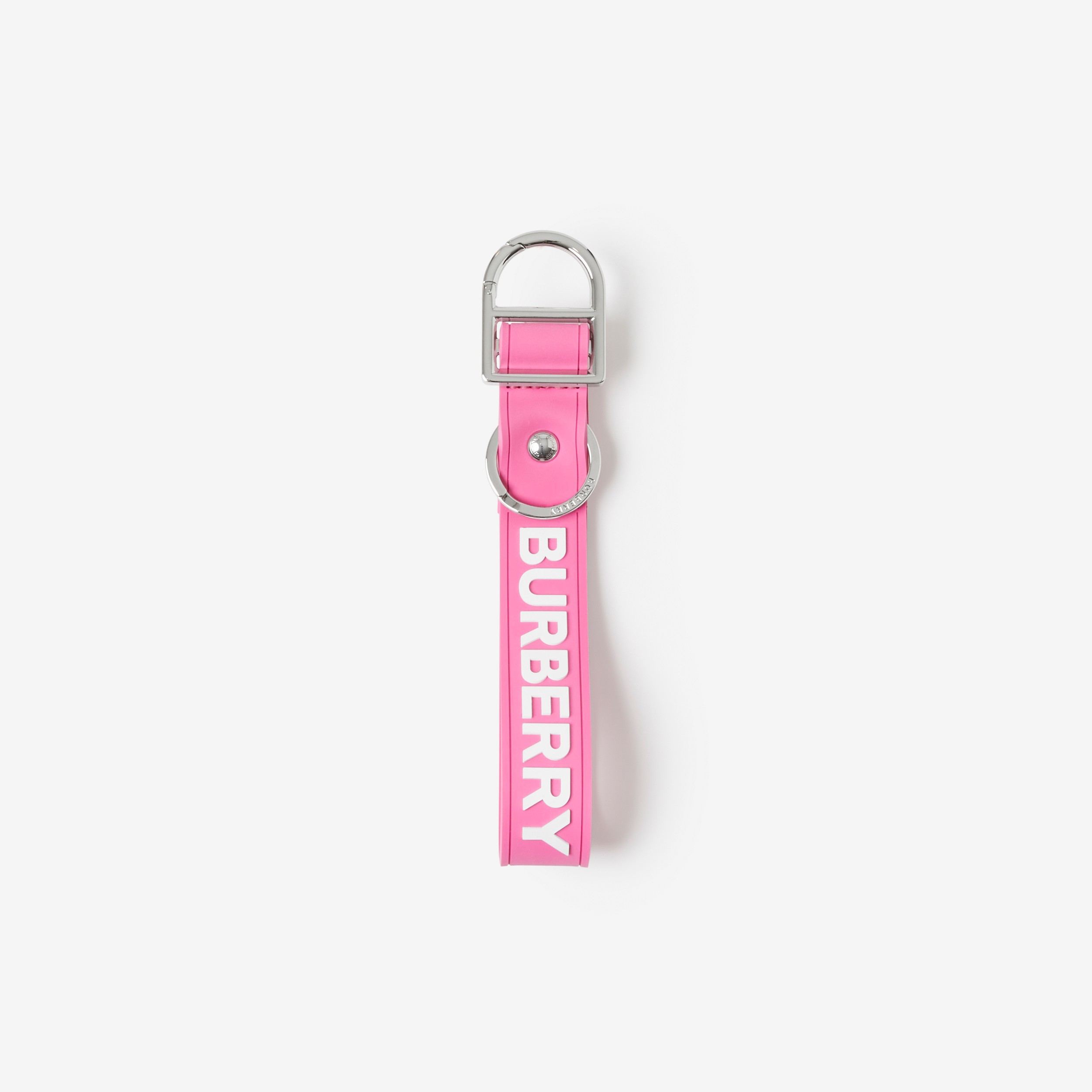 Logo Detail Silicone Key Ring in Bubblegum Pink | Burberry® Official - 1