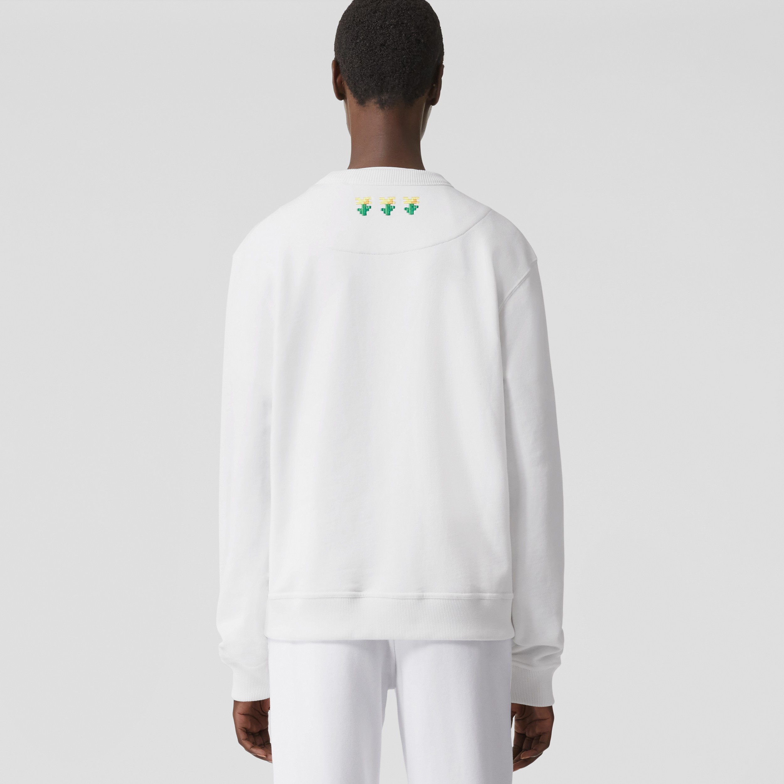 Logo Print Cotton Sweatshirt in White - Women | Burberry® Official - 3