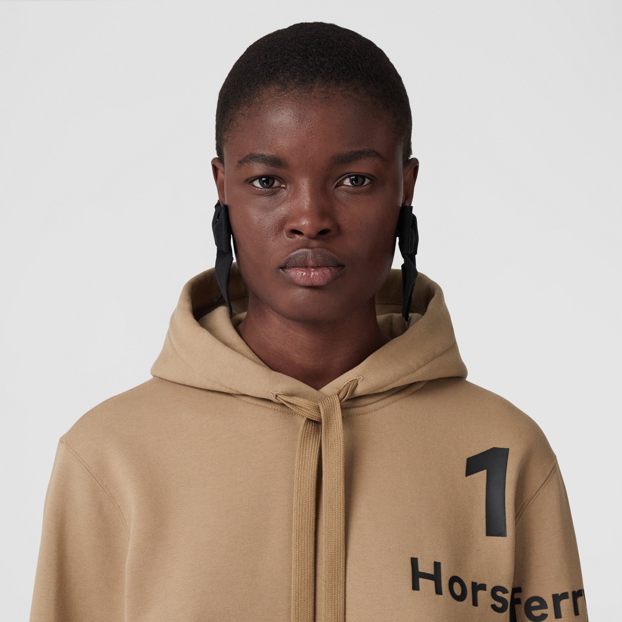 Horseferry Print Cotton Cropped Hoodie in Camel - Women | Burberry® Official - 2