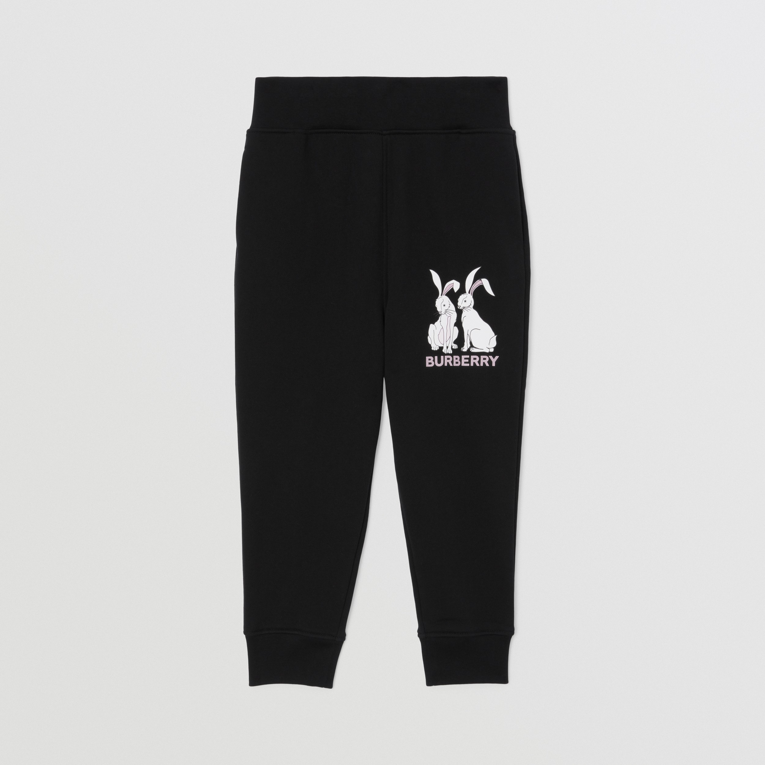 Rabbit Print Cotton Jogging Pants in Black | Burberry® Official - 1