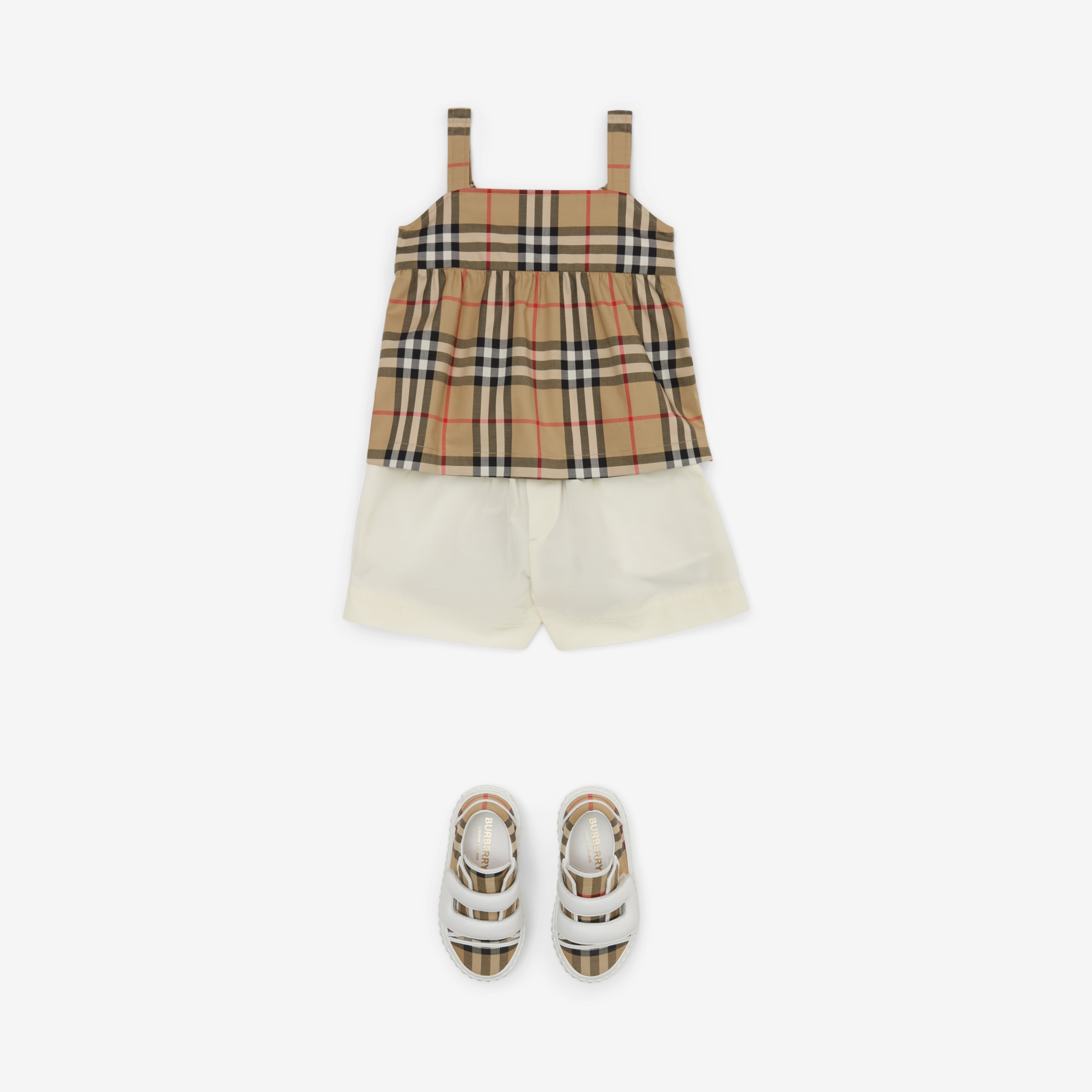 Vintage Check Stretch Cotton Top in Archive Beige - Children | Burberry® Official - 3