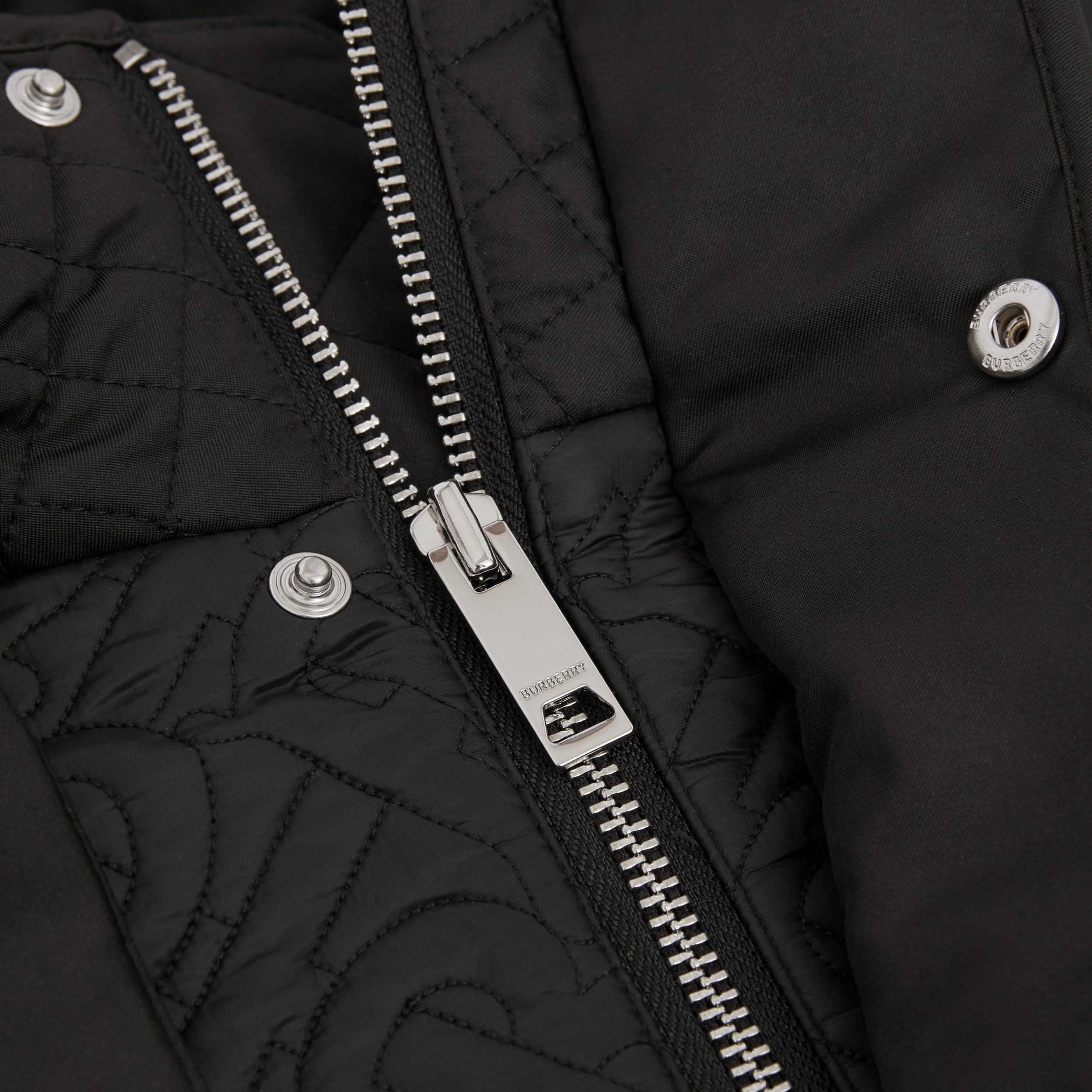 drain Imaginative Engineers Detachable Hood Monogram Quilted Coat in Black | Burberry® Official