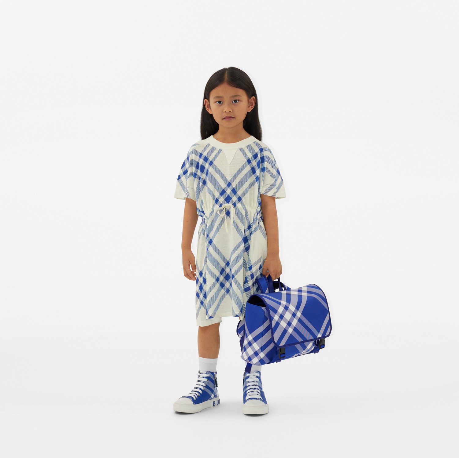 Check Gabardine High-top Sneakers in Knight - Children Check Gabardine High-top Sneakers in Knight - Children