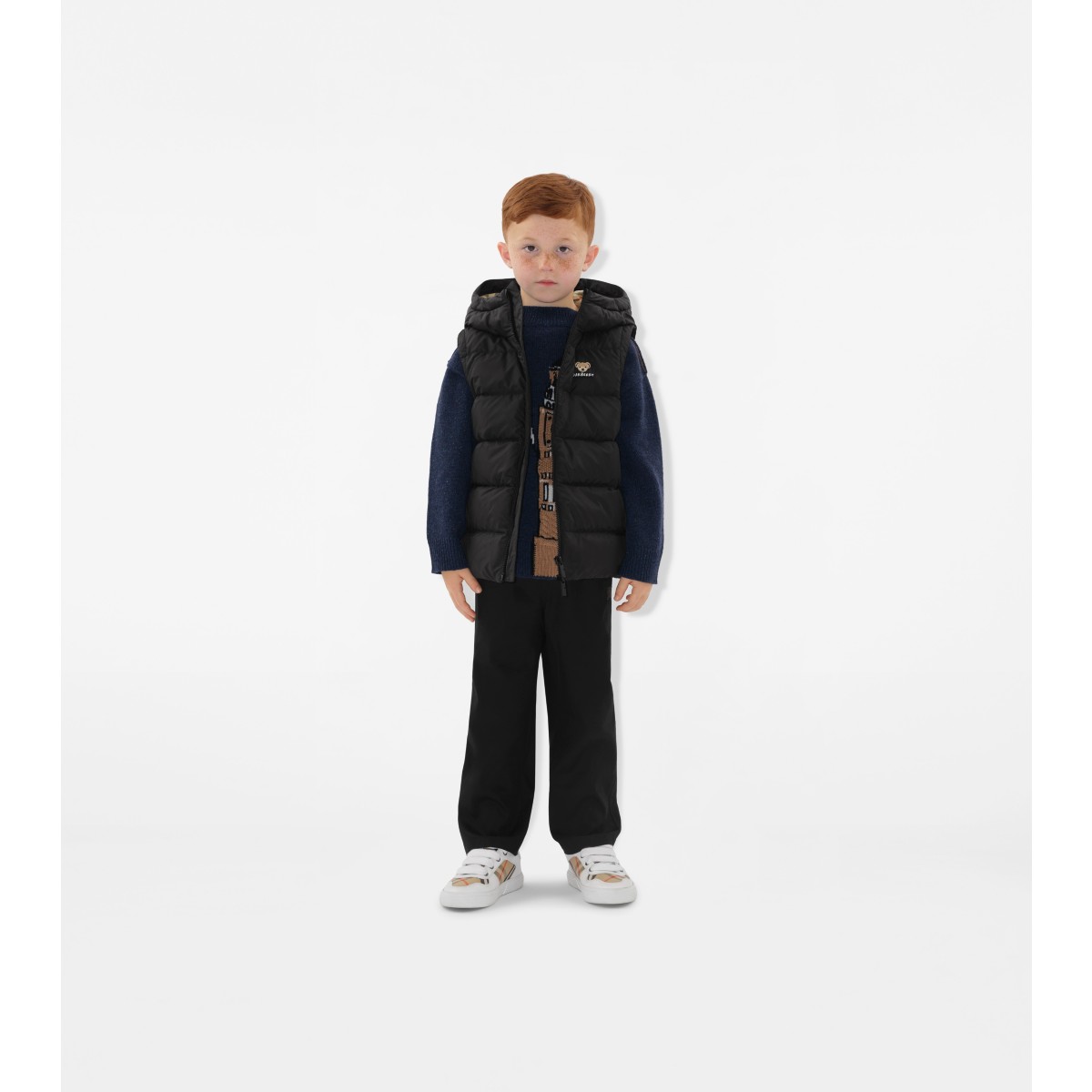  Check Nylon Hooded Puffer Gilet