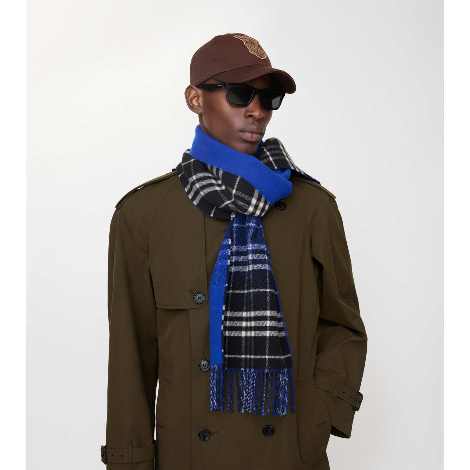 Gradient Check Cashmere Scarf