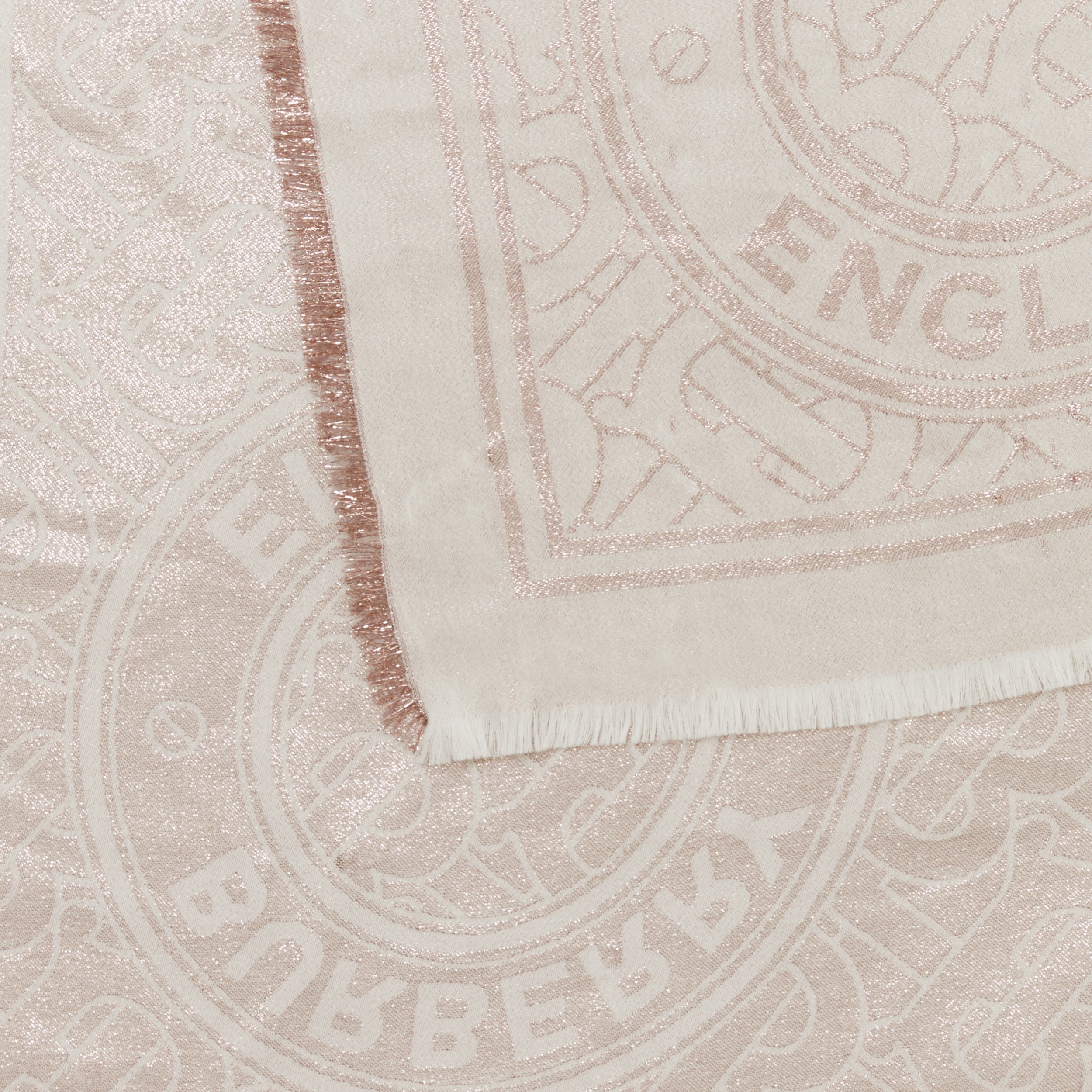 Pañuelo en mezcla de lana y seda con collage y fibras metalizadas (Oro Rosado) | Burberry® oficial - 2