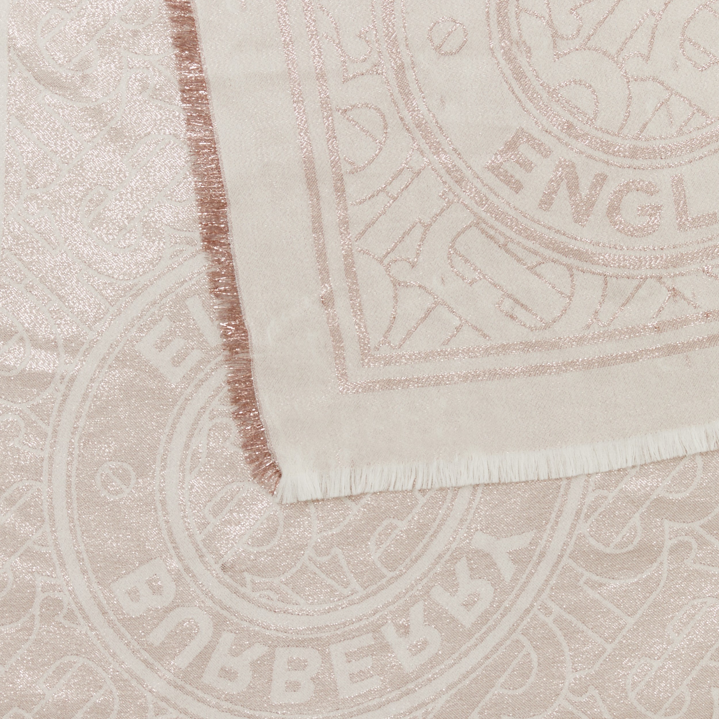Metallic Montage Print Wool Silk Blend Scarf in Rose Gold | Burberry® Official - 2
