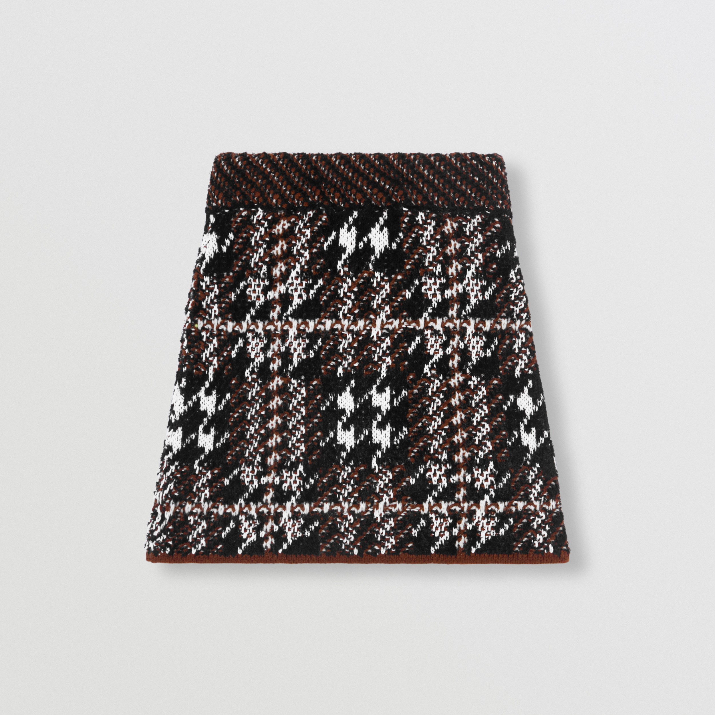 Houndstooth Wool Blend Jacquard Mini Skirt in Dark Truffle Brown - Women | Burberry® Official - 4