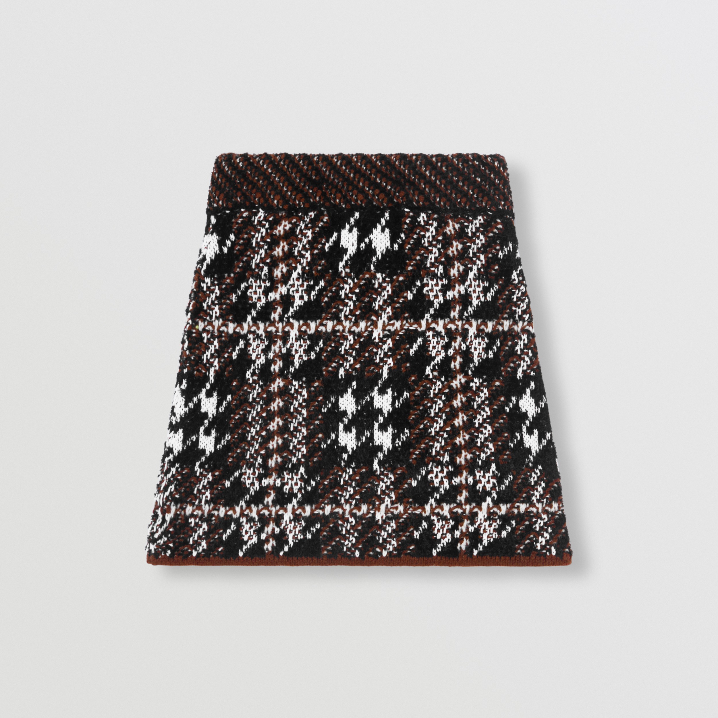 Minissaia de lã em pied-de-poule com logotipo em jacquard (Marrom Trufa Escuro) - Mulheres | Burberry® oficial - 4