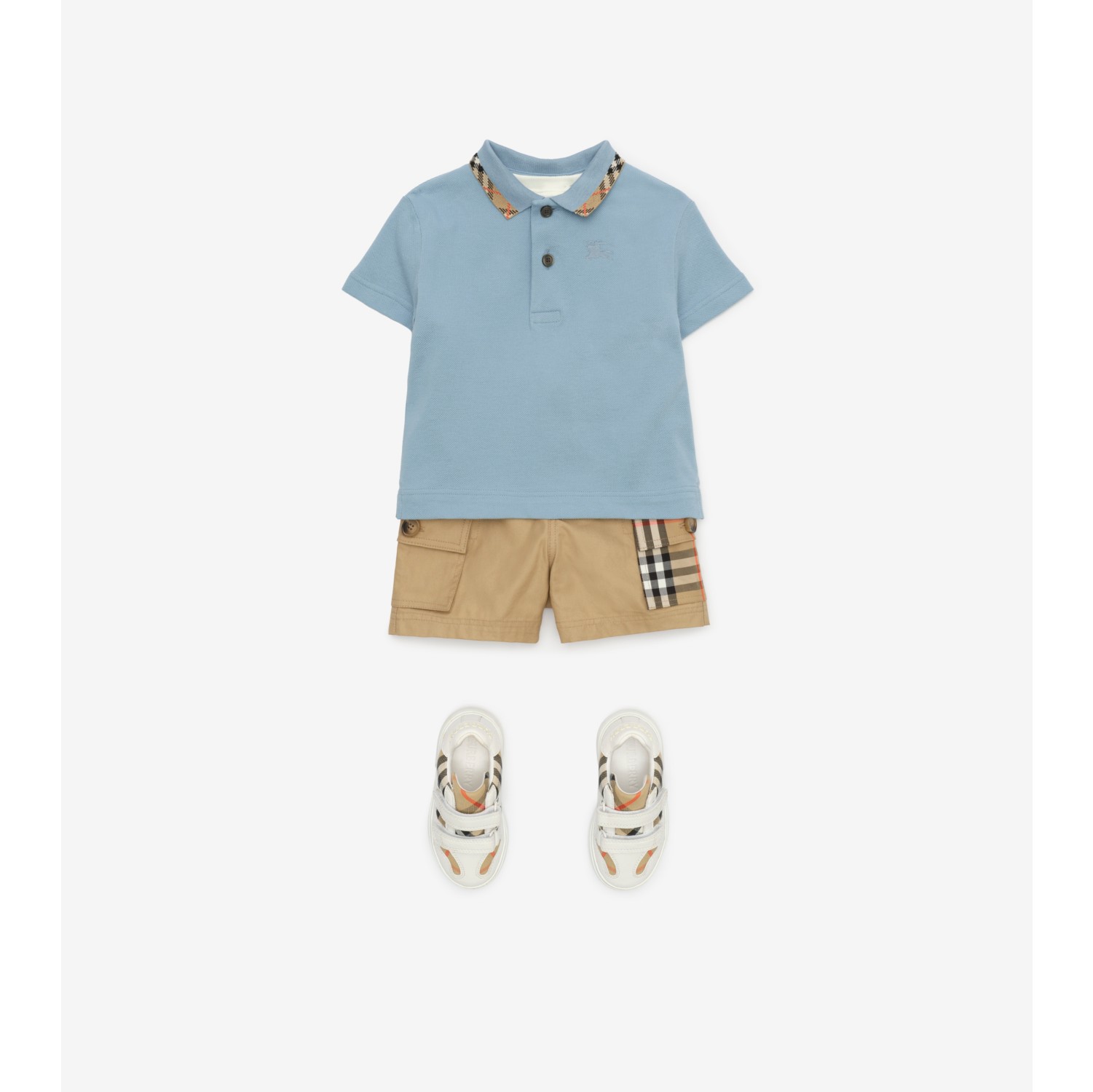Check Collar Cotton Polo Shirt
