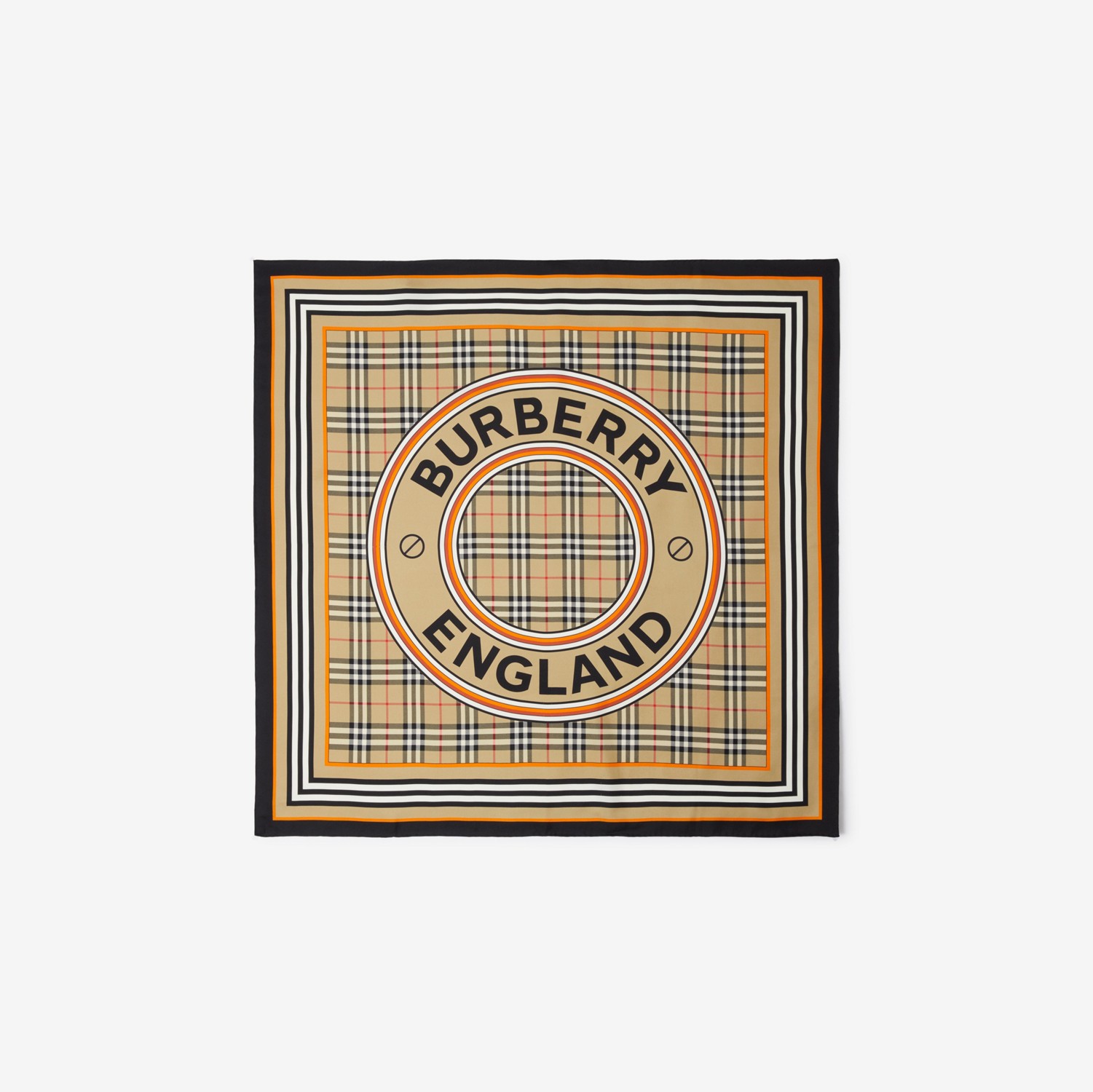 Pañuelo cuadrado en seda con estampado de montaje (Beige Vintage) | Burberry® oficial
