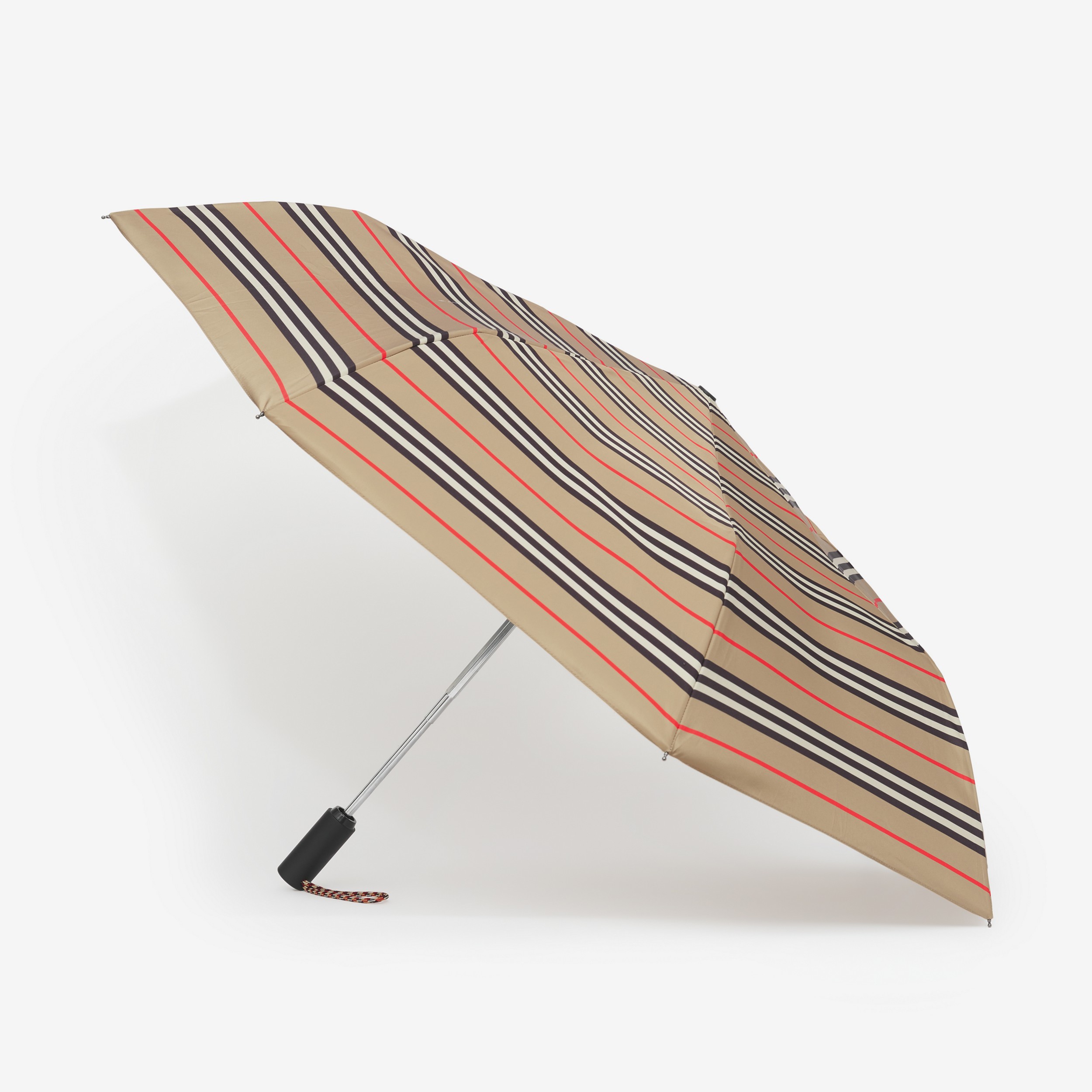 Logo Print Folding Umbrella in Archive Beige | Burberry® Official - 3