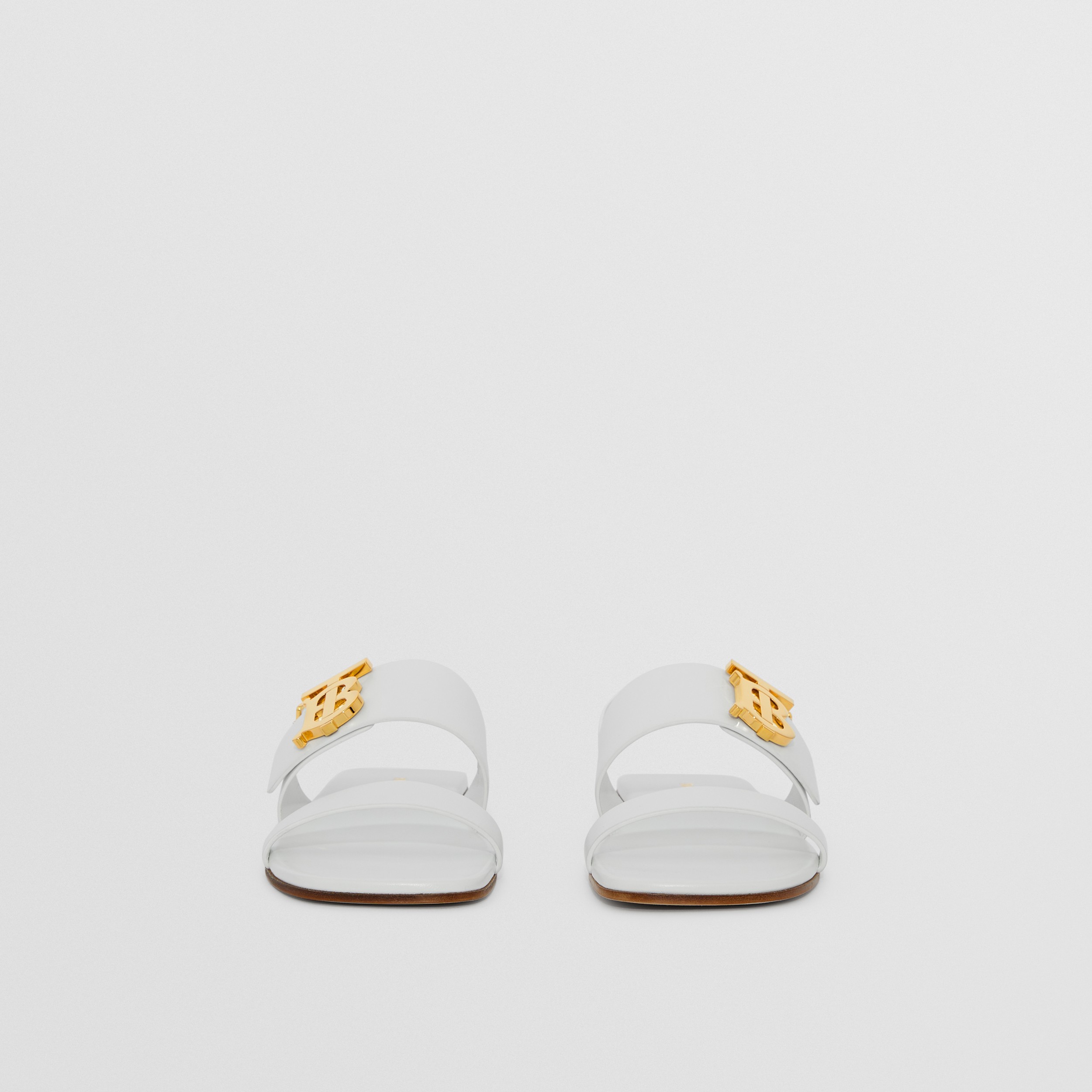 Monogram Motif Leather Sandals in White - Women | Burberry® Official - 4