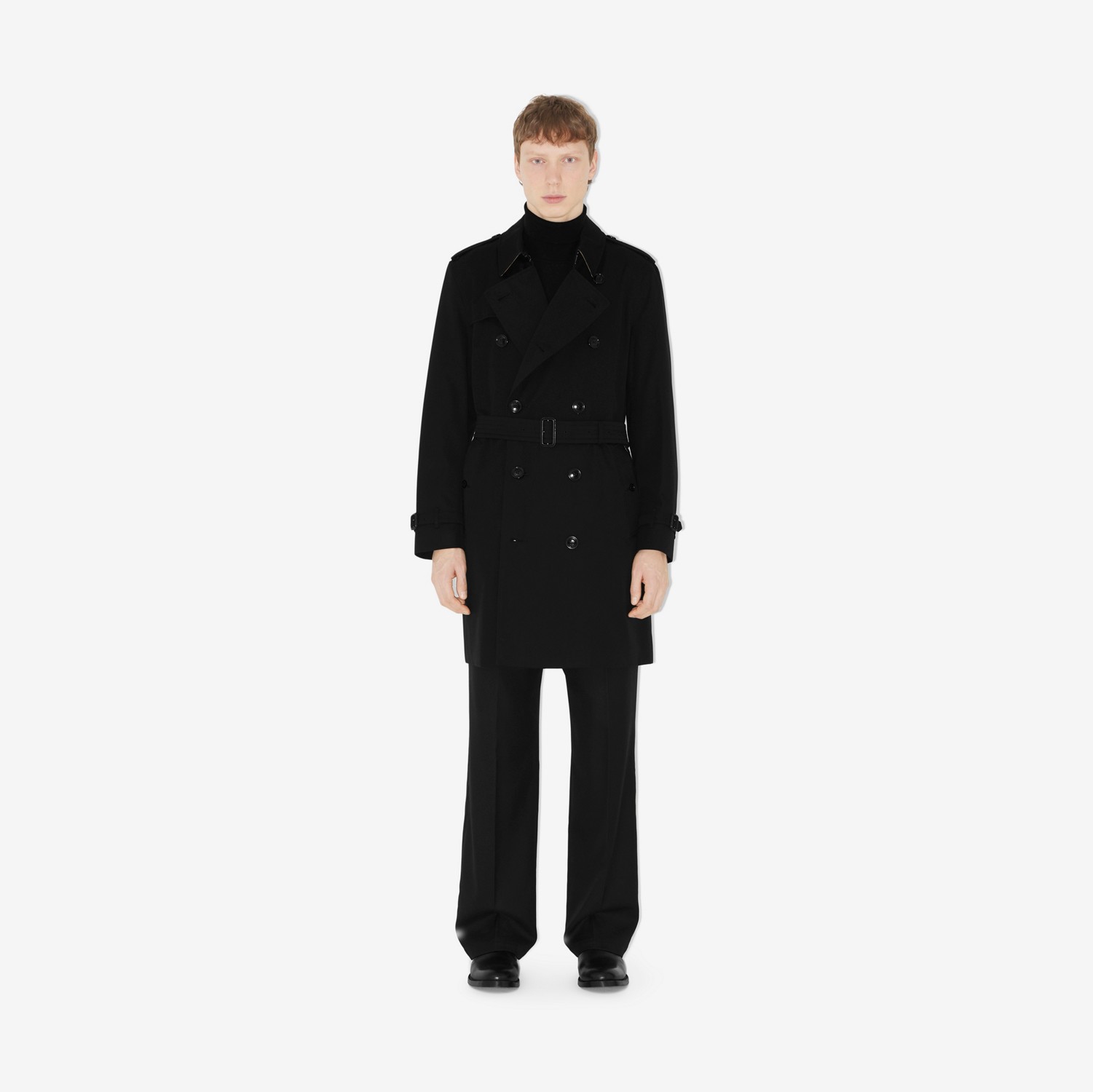肯辛顿版型 – 中长款 Heritage Trench 风衣 (黑色) - 男士 | Burberry® 博柏利官网
