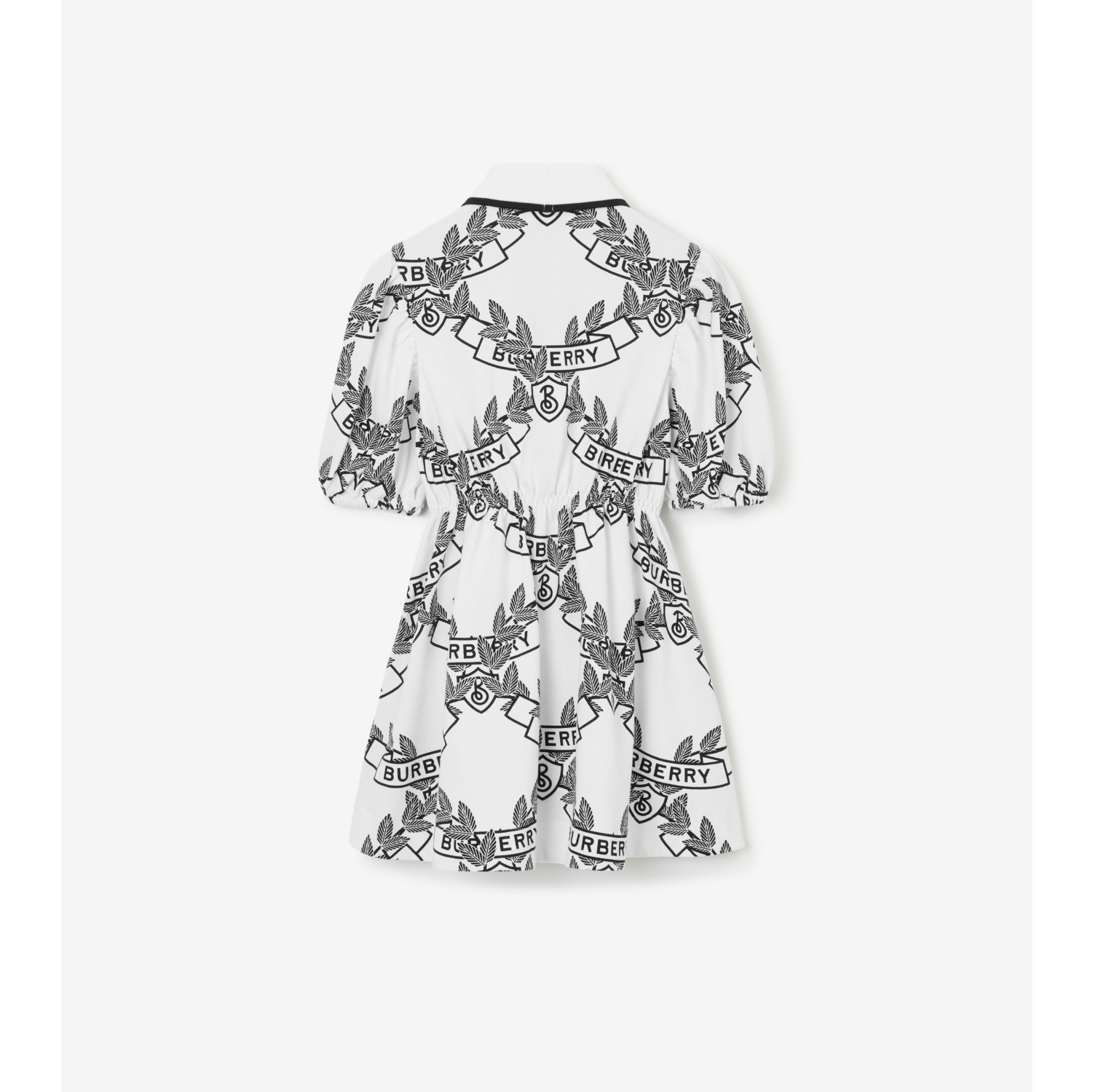 Oak Leaf Crest Cotton Dress in White/black | Burberry® Official