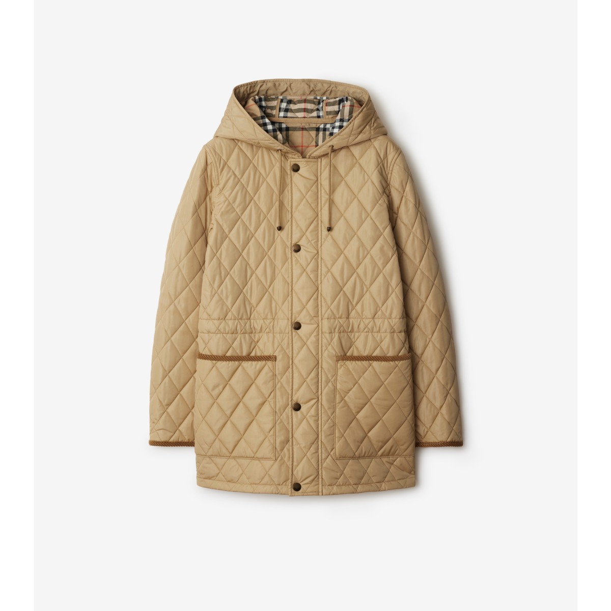 Burberry Water Repellent Quilted Nylon Parka In Flax