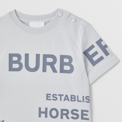 Horseferry Print Cotton T-shirt in Sterling Grey - Children 