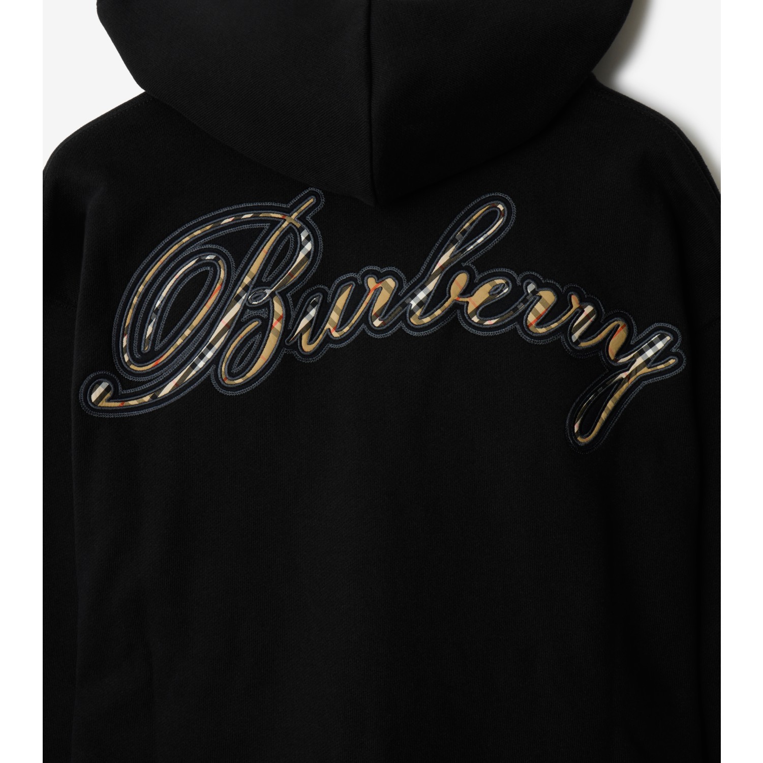 Check Cursive Logo Cotton Zip Hoodie