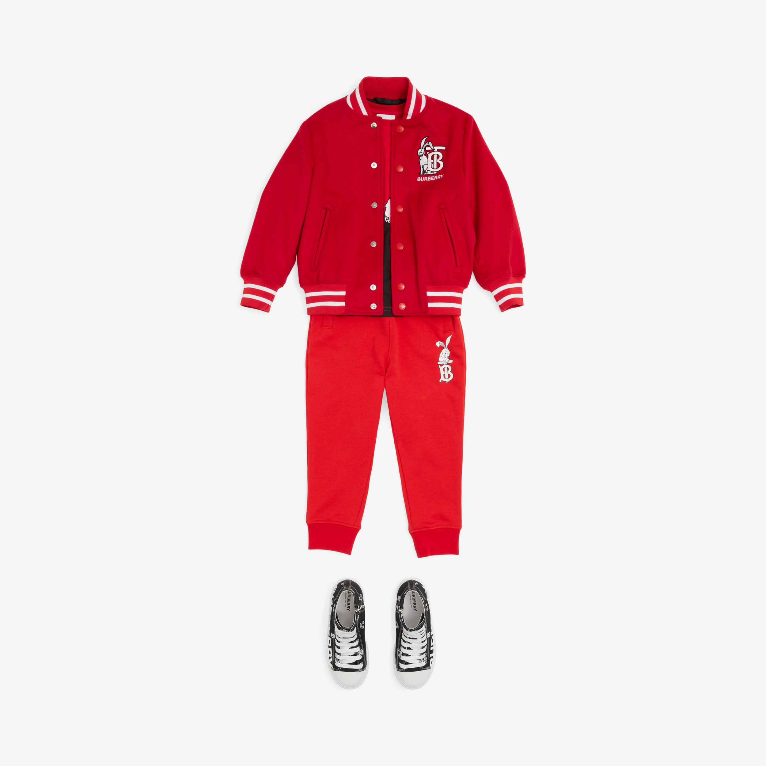 Jaqueta bomber de cashmere e lã com bordado de coelho (Vermelho Intenso) | Burberry® oficial - 4