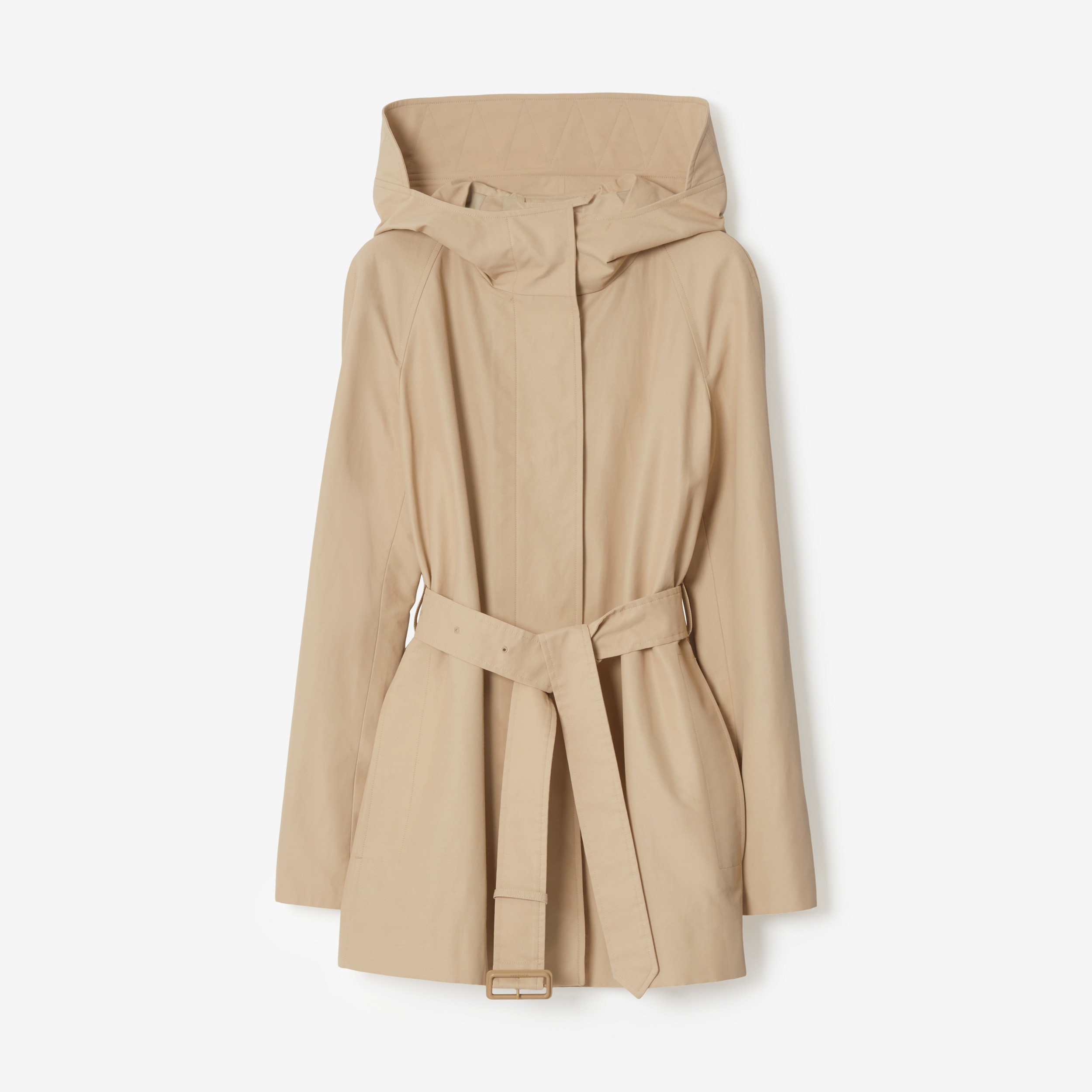 Technical Cotton Faille Hooded Car Coat in Soft Fawn - Women | Burberry® Official - 1
