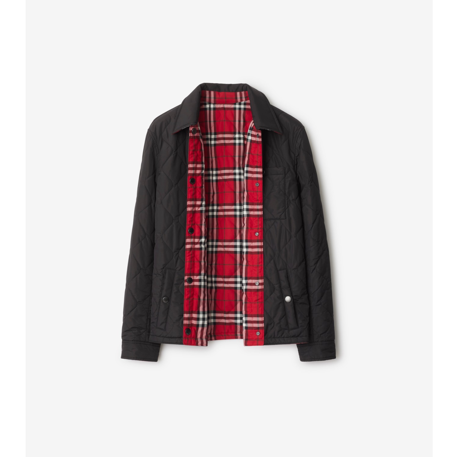 Reversible Quilted Nylon Overshirt in Black - Men | Burberry® Official