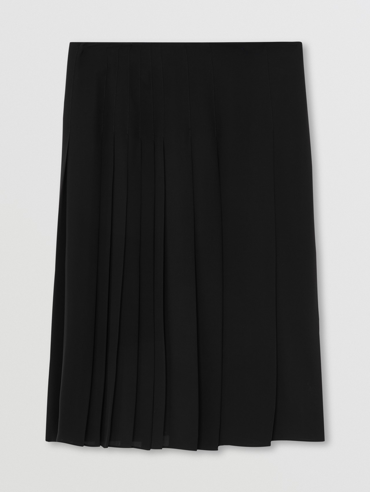 Falda de tablas en georgette de seda (Negro)