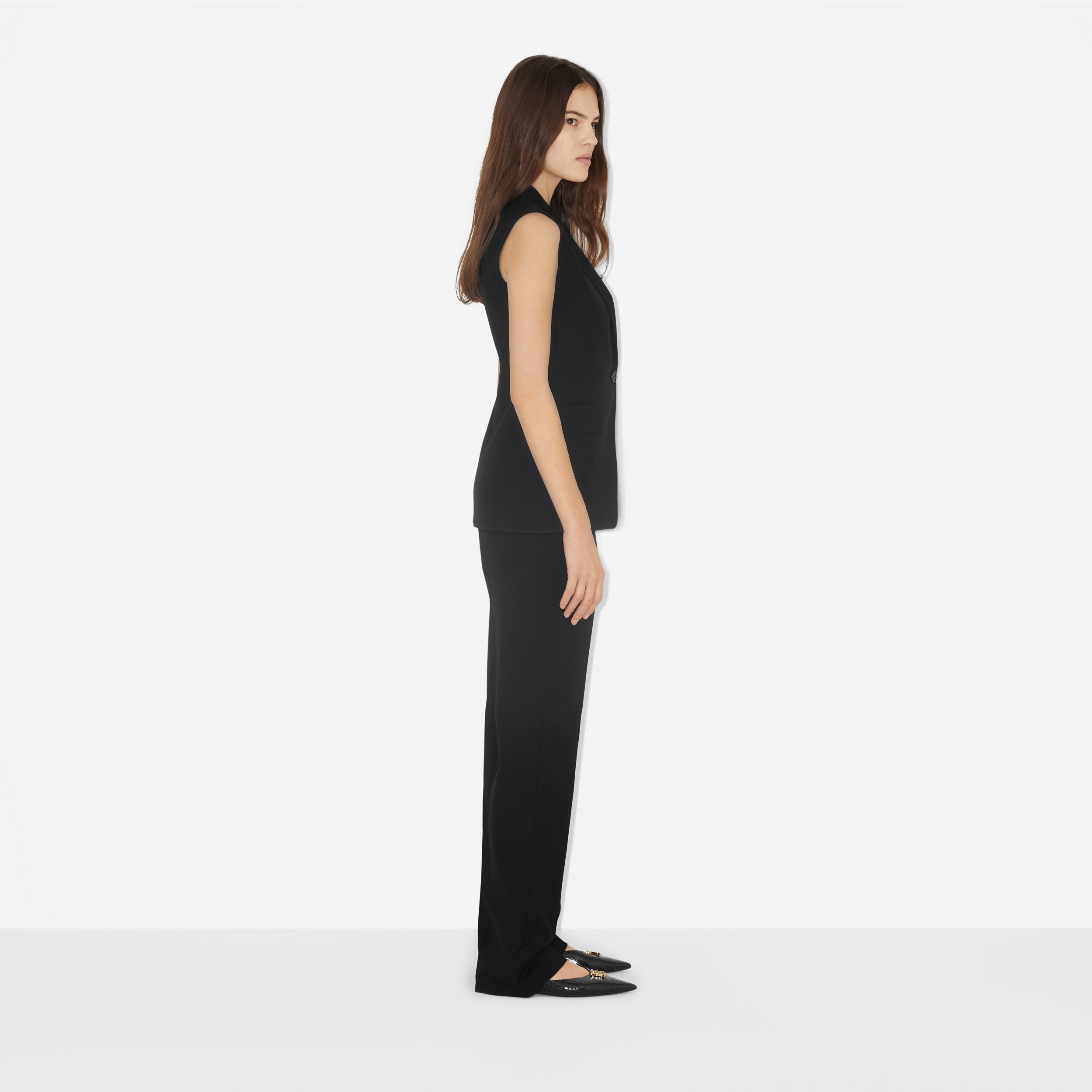 Veste tailleur sans manches en laine (Noir) - Femme | Site officiel Burberry® - 3