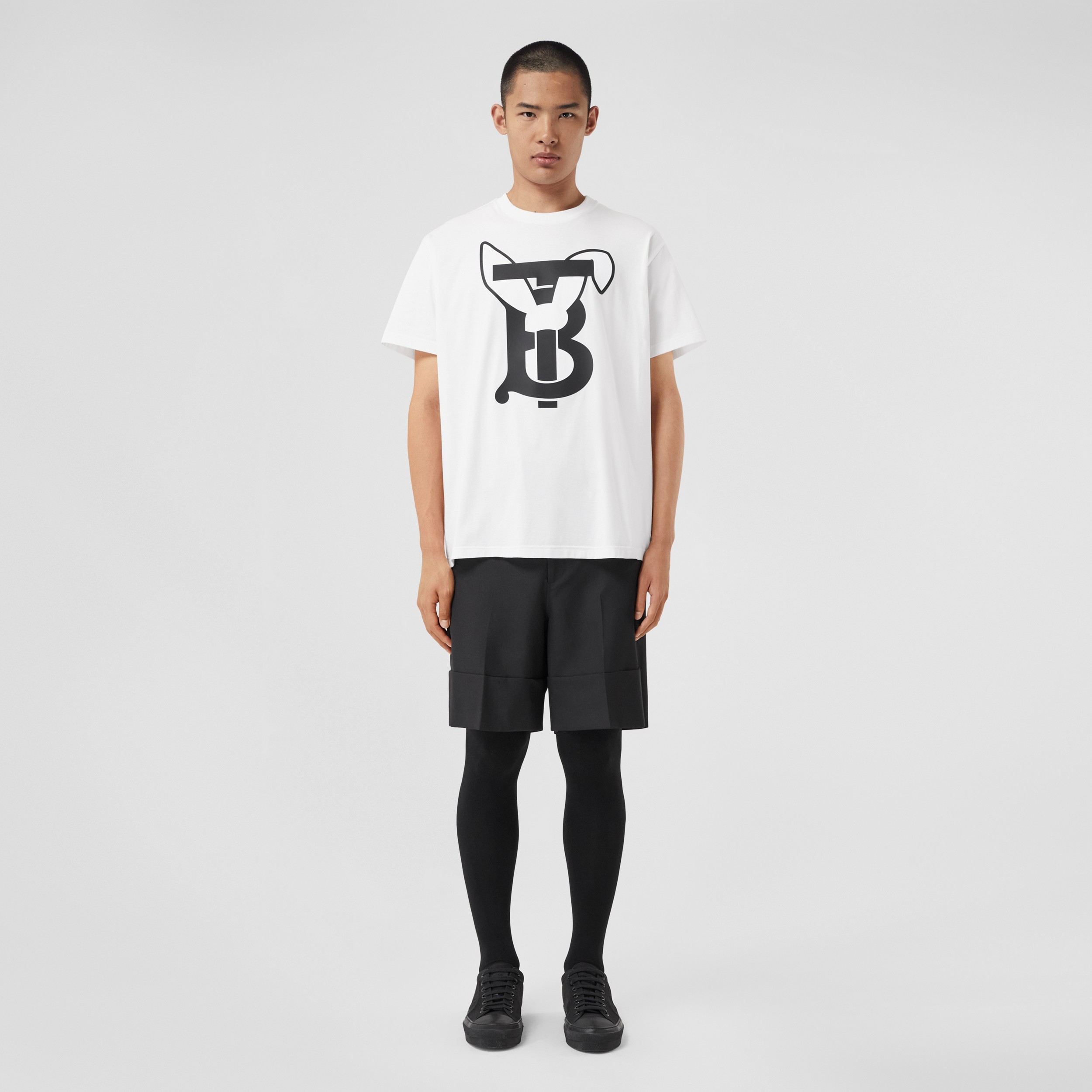 T-shirt en coton à imprimé lapin (Blanc) - Homme | Site officiel Burberry® - 4