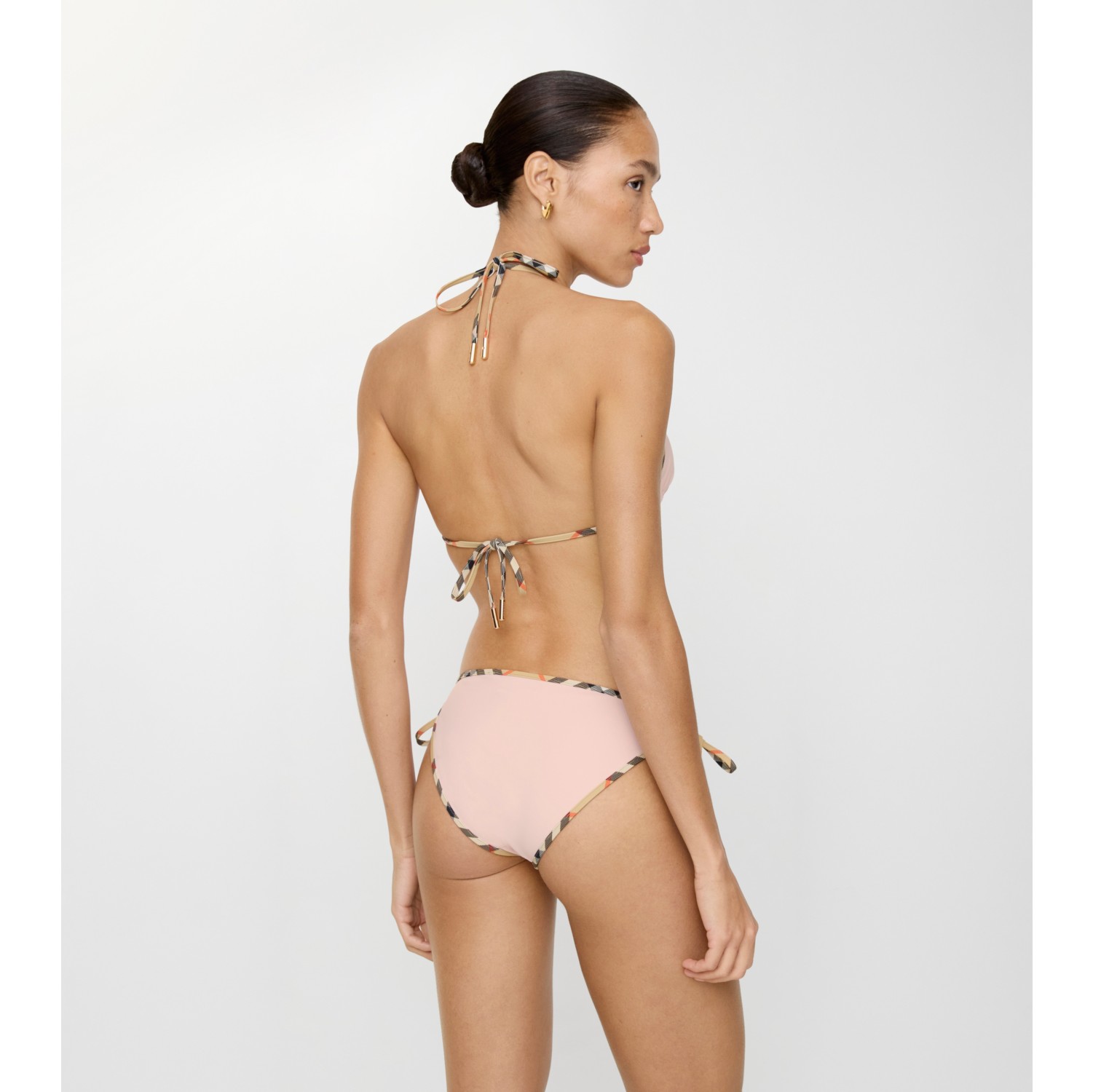 Check Trim Bikini Briefs in Bouquet pink - Women, Nylon | Burberry® Official