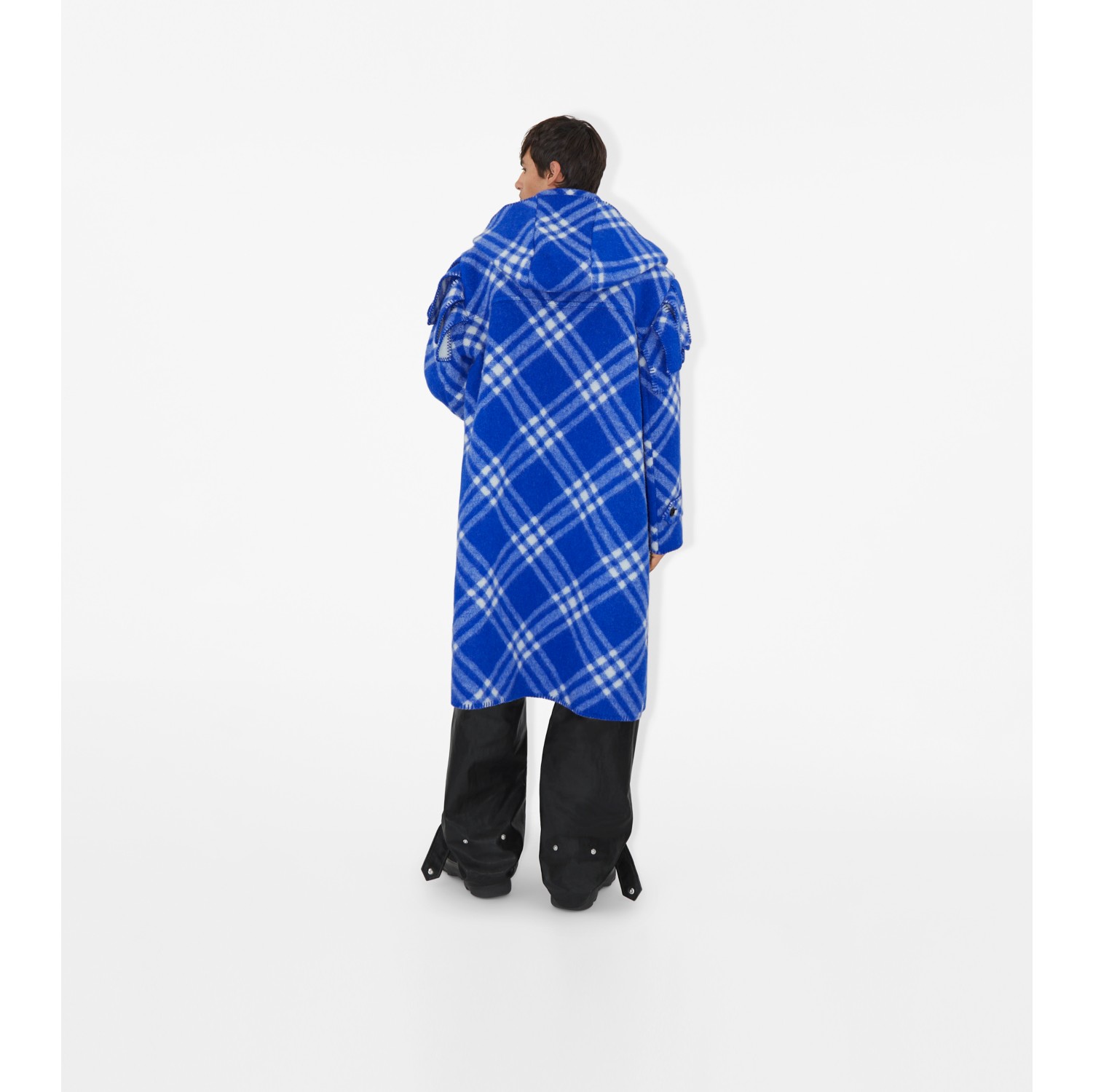 Check Wool Blanket Cape in Knight - Men | Burberry® Official